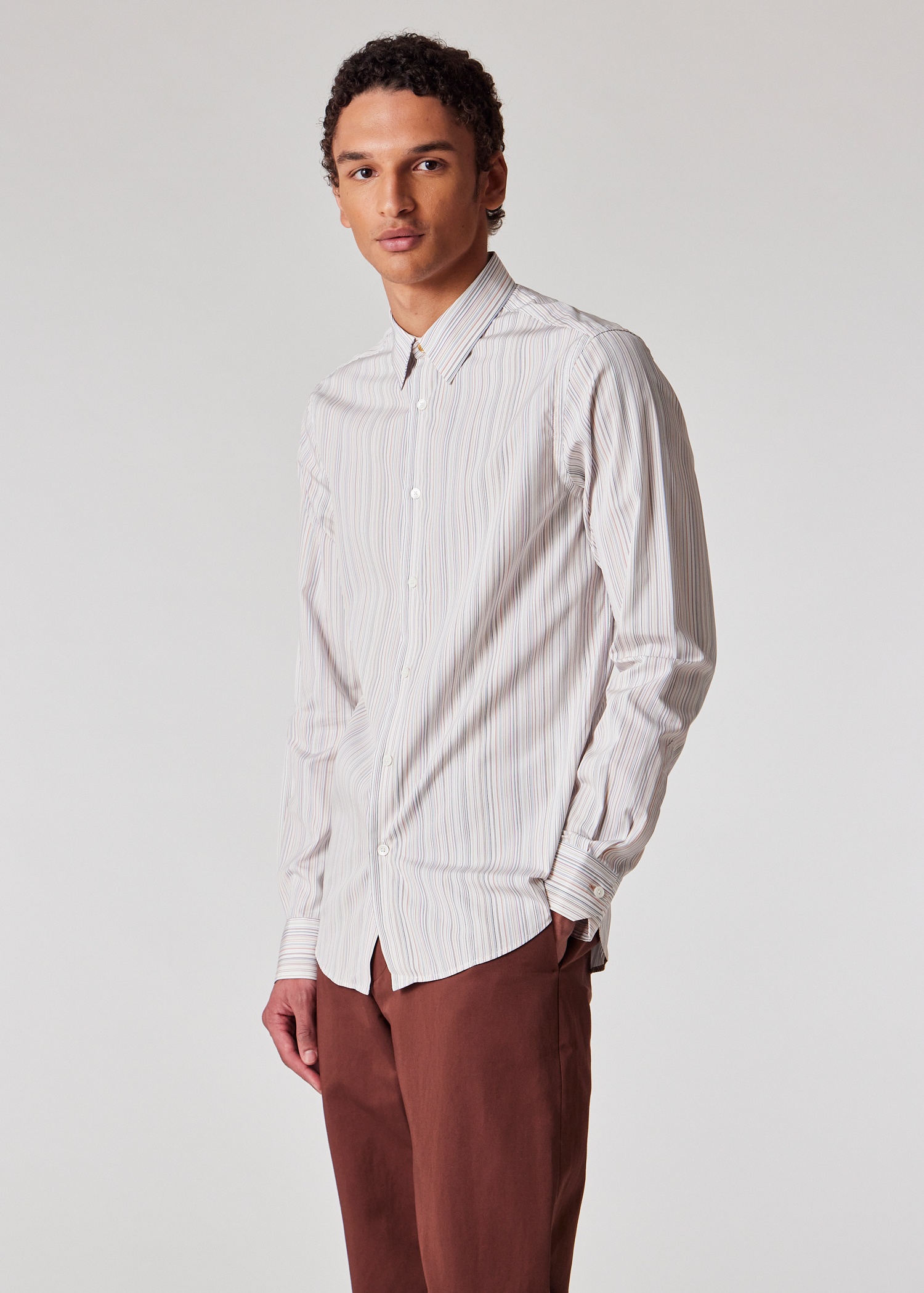 Slim-Fit White 'Signature Stripe' Cotton Shirt - 3