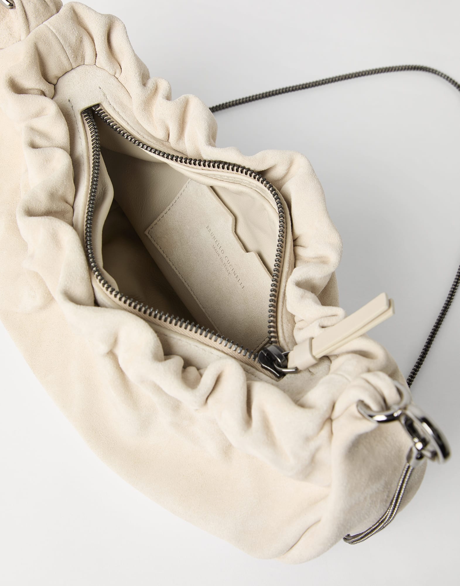 Brioche hobo bag in suede with precious chain - 5