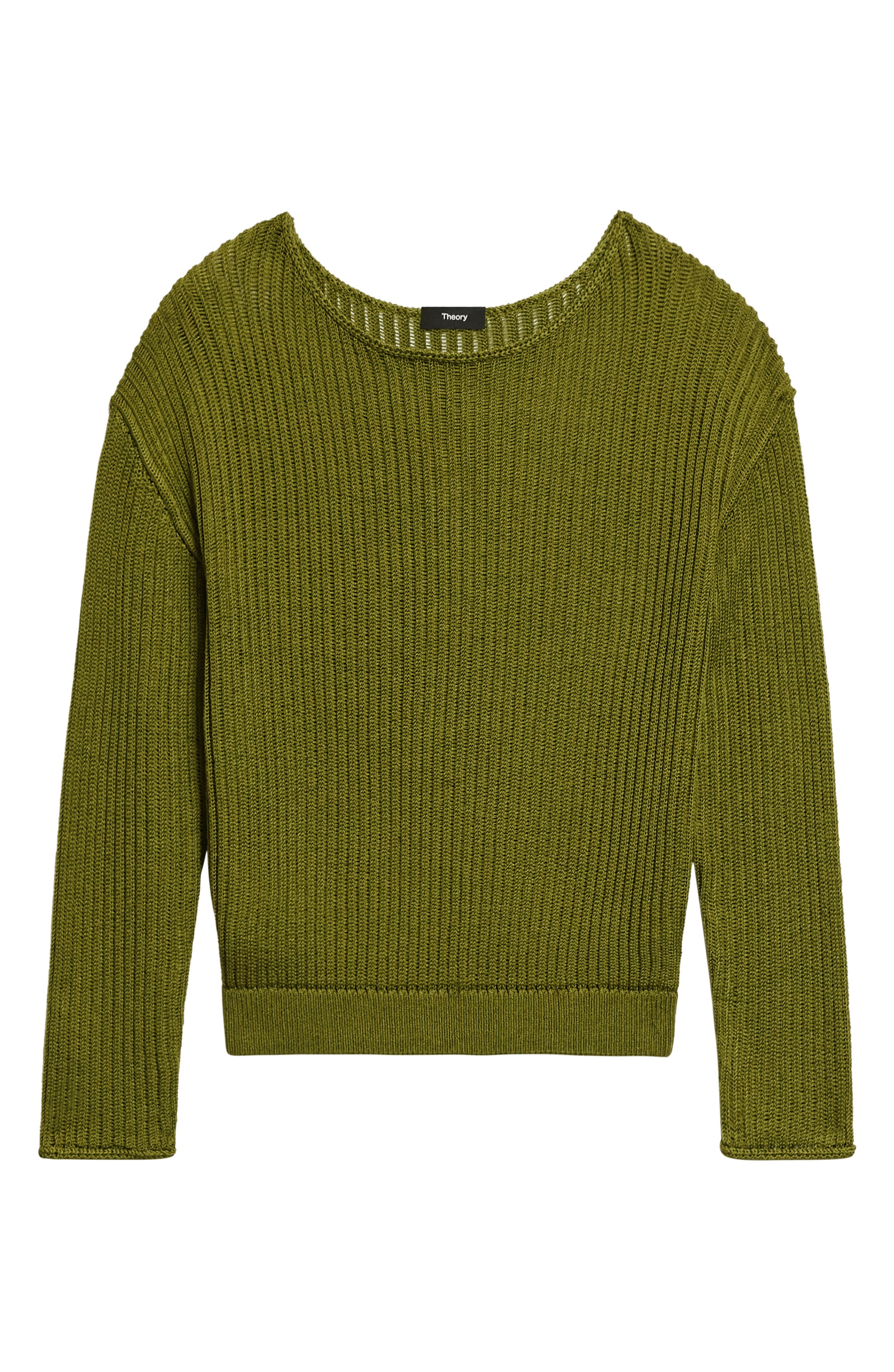 Theory Open Neck Pima Cotton Sweater in Avocado at Nordstrom - 5