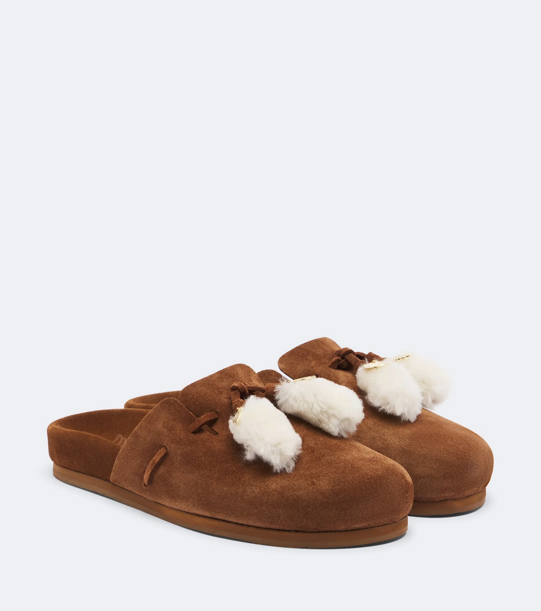 Lasi shearling-trimmed suede mules - 1