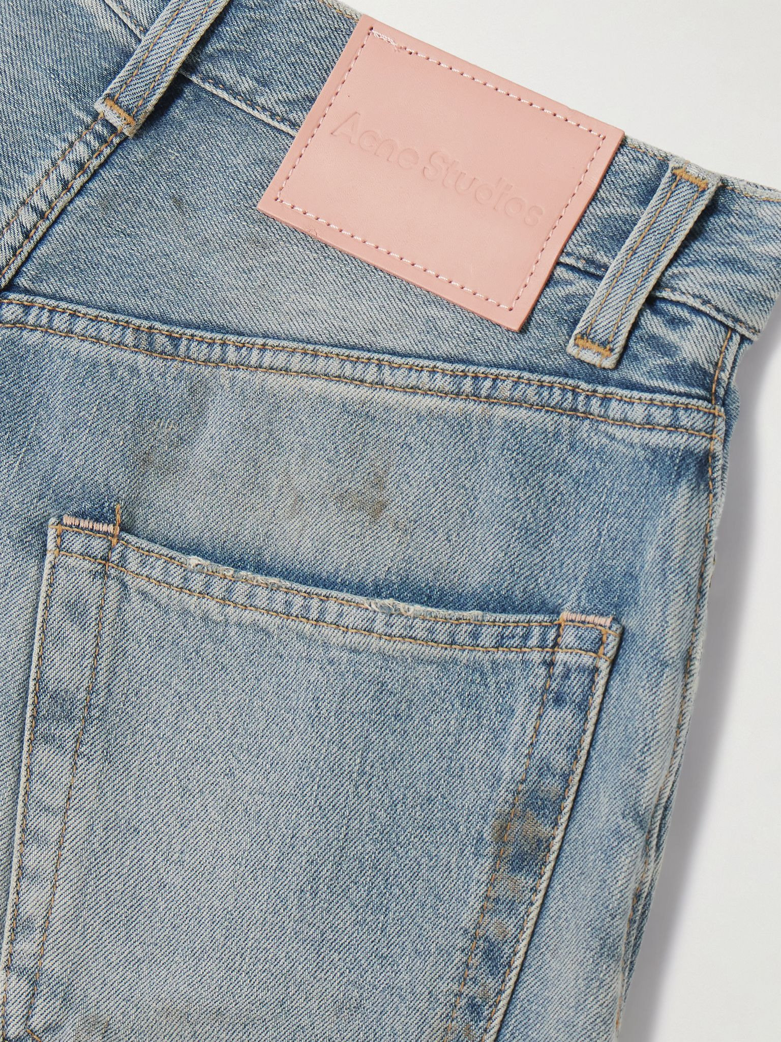 2023 distressed organic low-rise wide-leg jeans Blue - 6