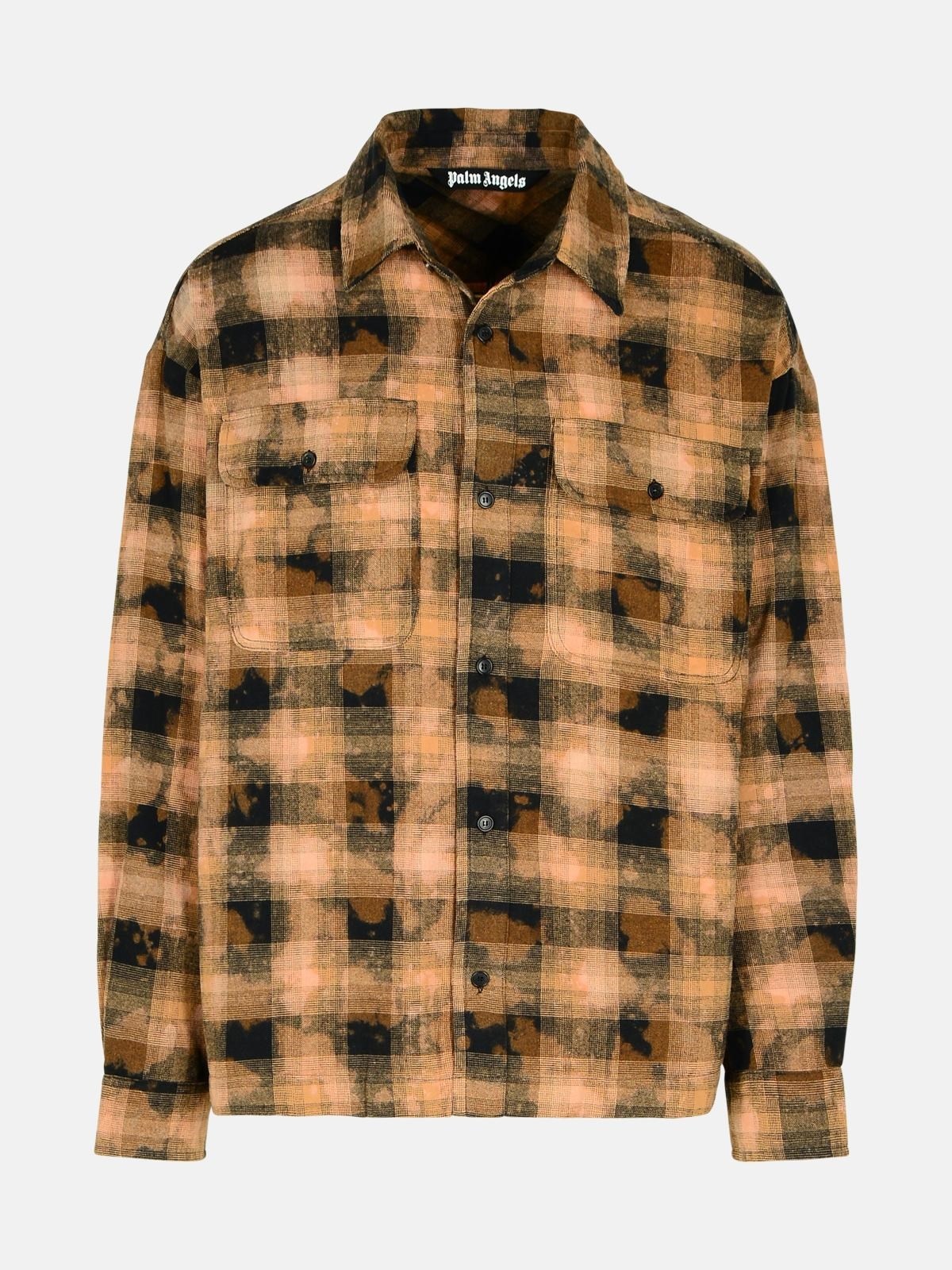BROWN COTTON BLEND SHIRT - 1