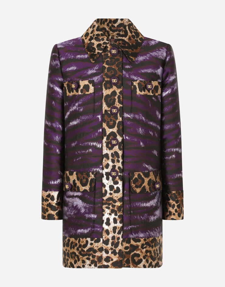 Lamé jacquard jacket with tiger print - 3