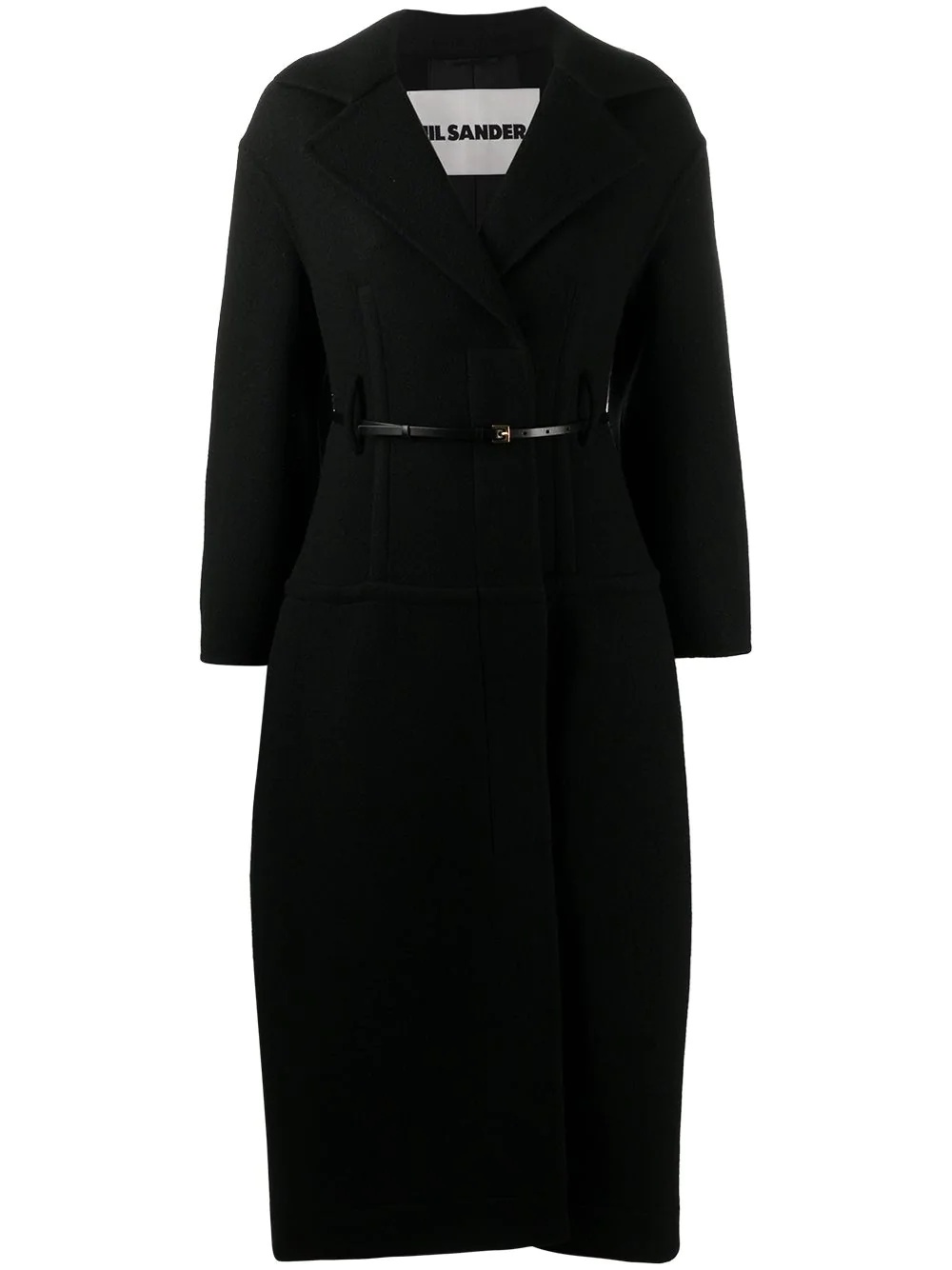 belted single-breasted coat - 1