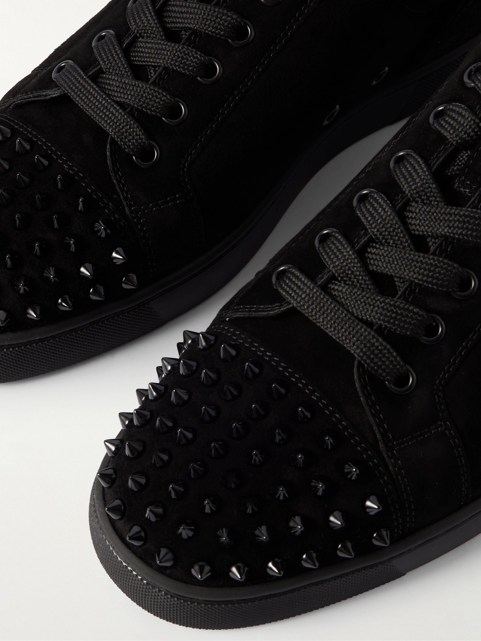 Louis Junior Spikes Cap-Toe Suede Sneakers Black - 5