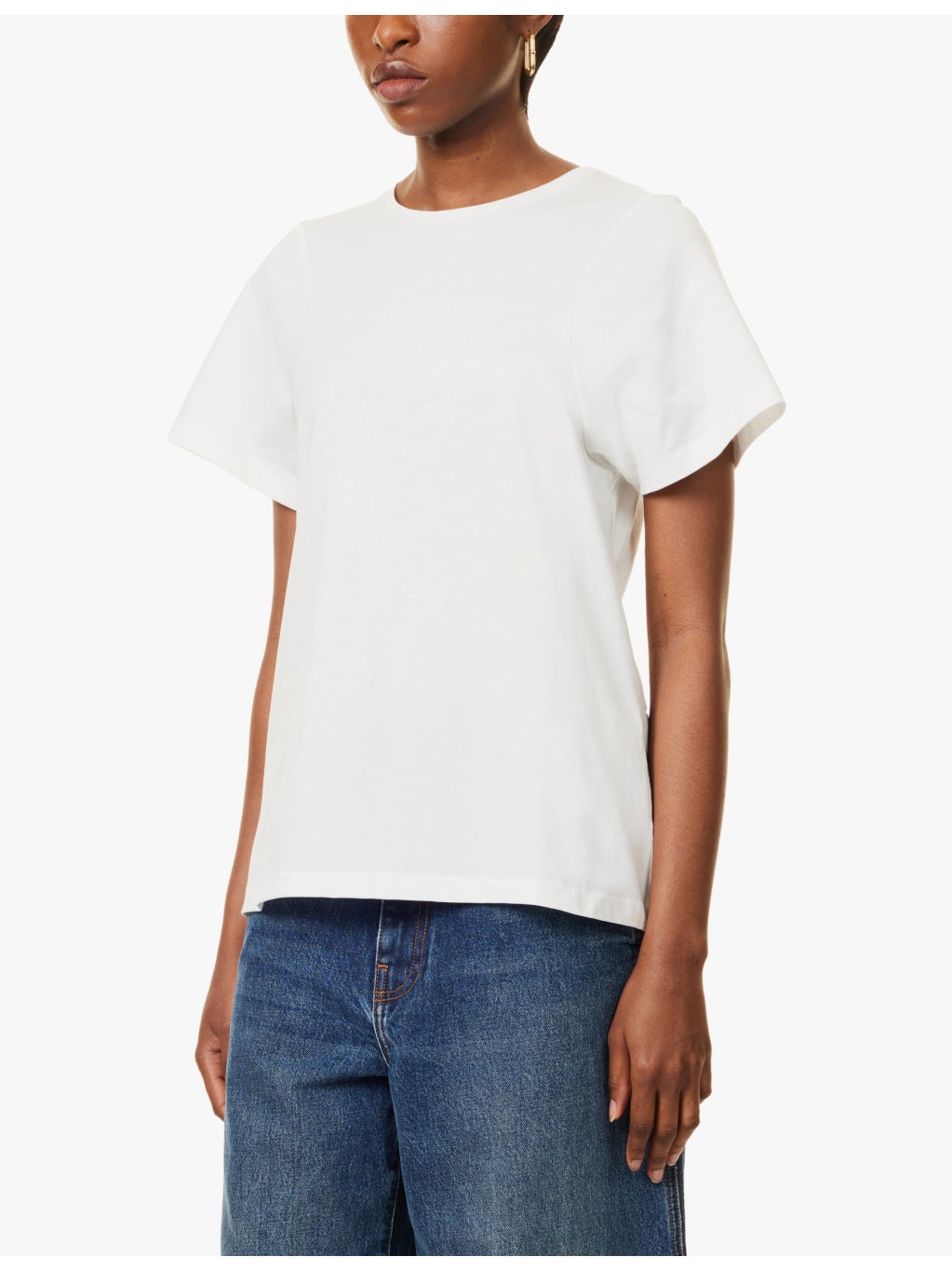 Curved Seam round neckline cotton-jersey T-shirt - 3
