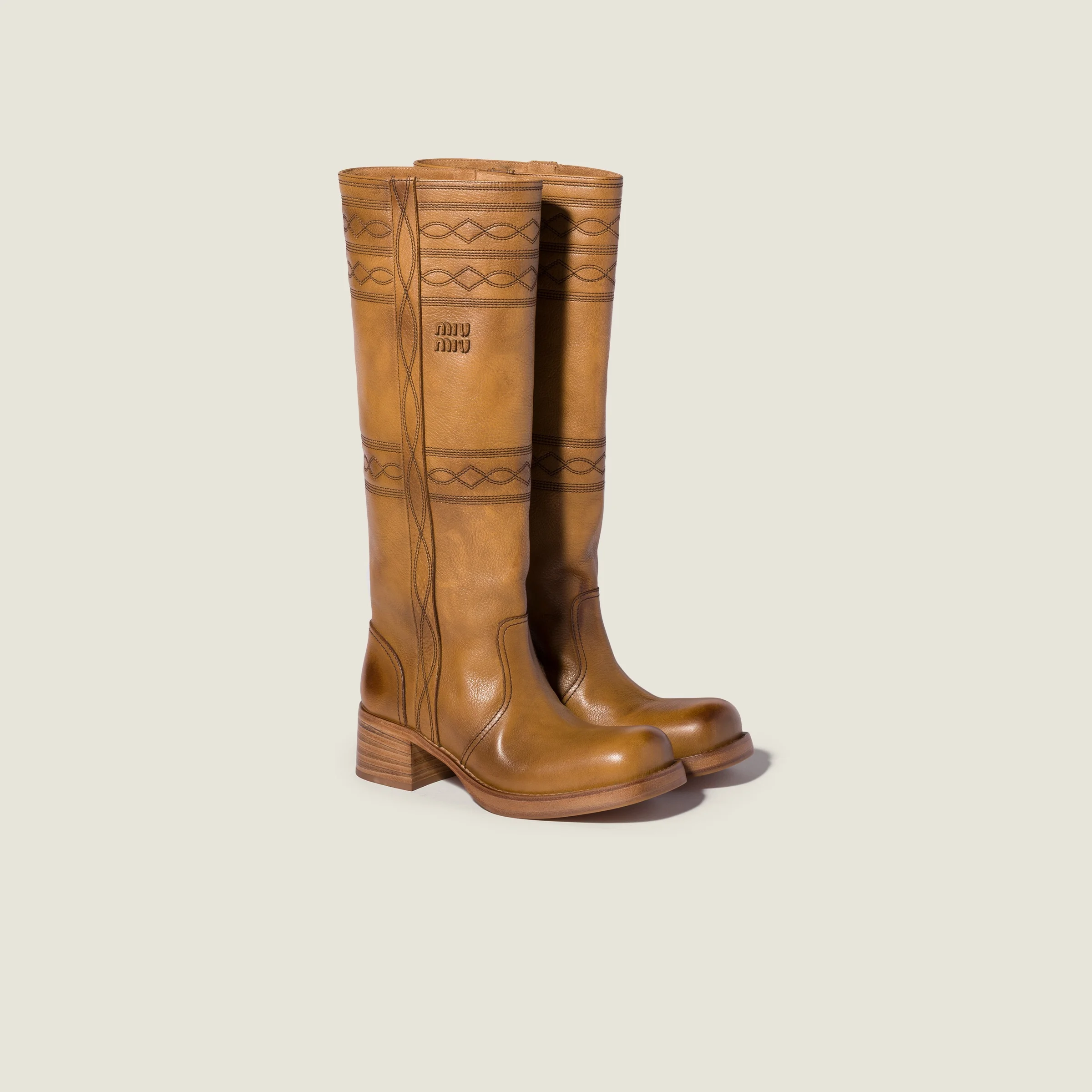 Embroidered leather boots - 1
