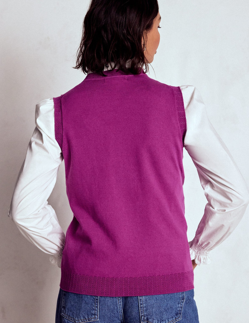 Emilia Cotton Crew Neck Vest-Regal Purple 4