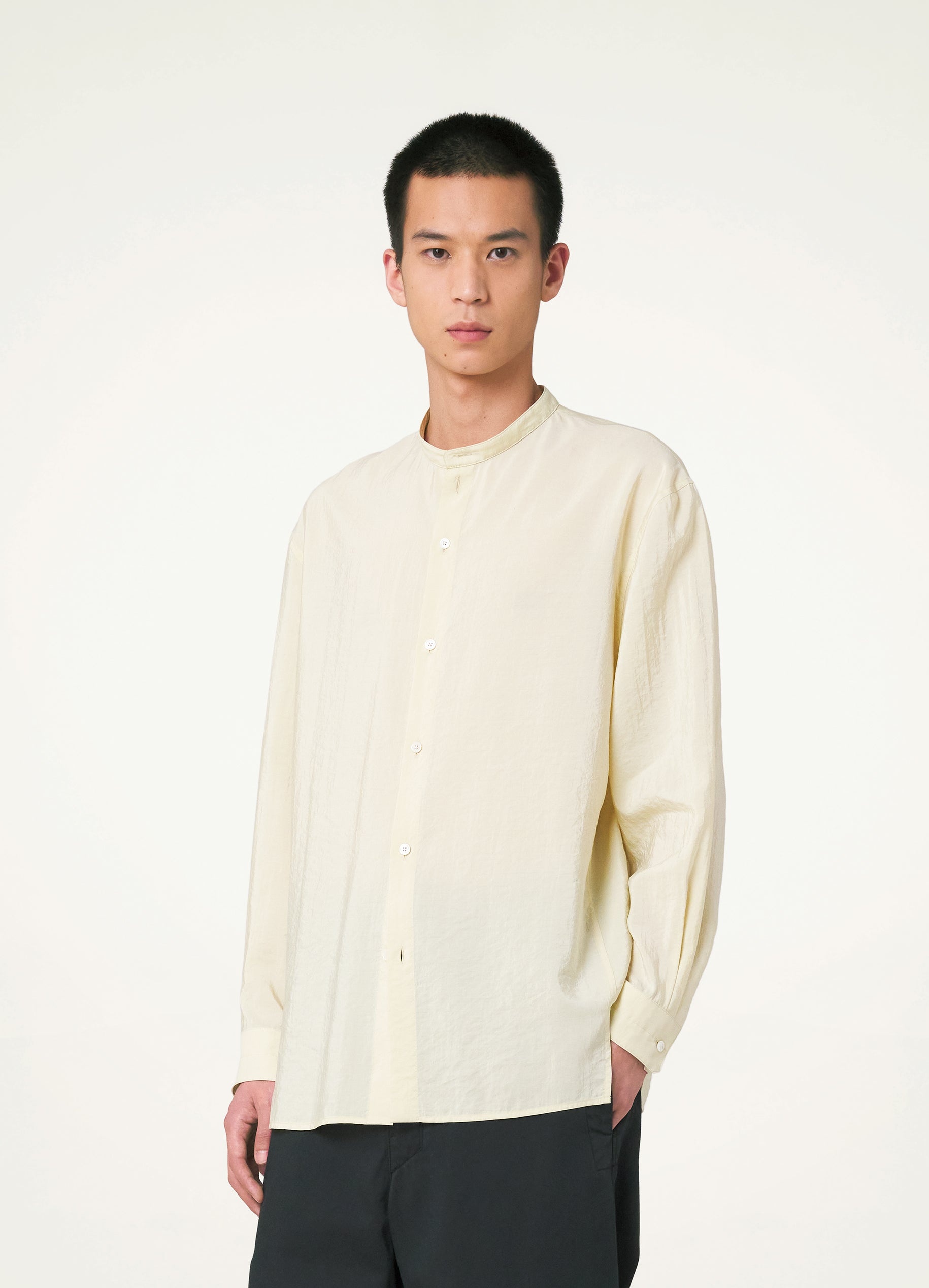 STAND COLLAR TWISTED SHIRT - 3