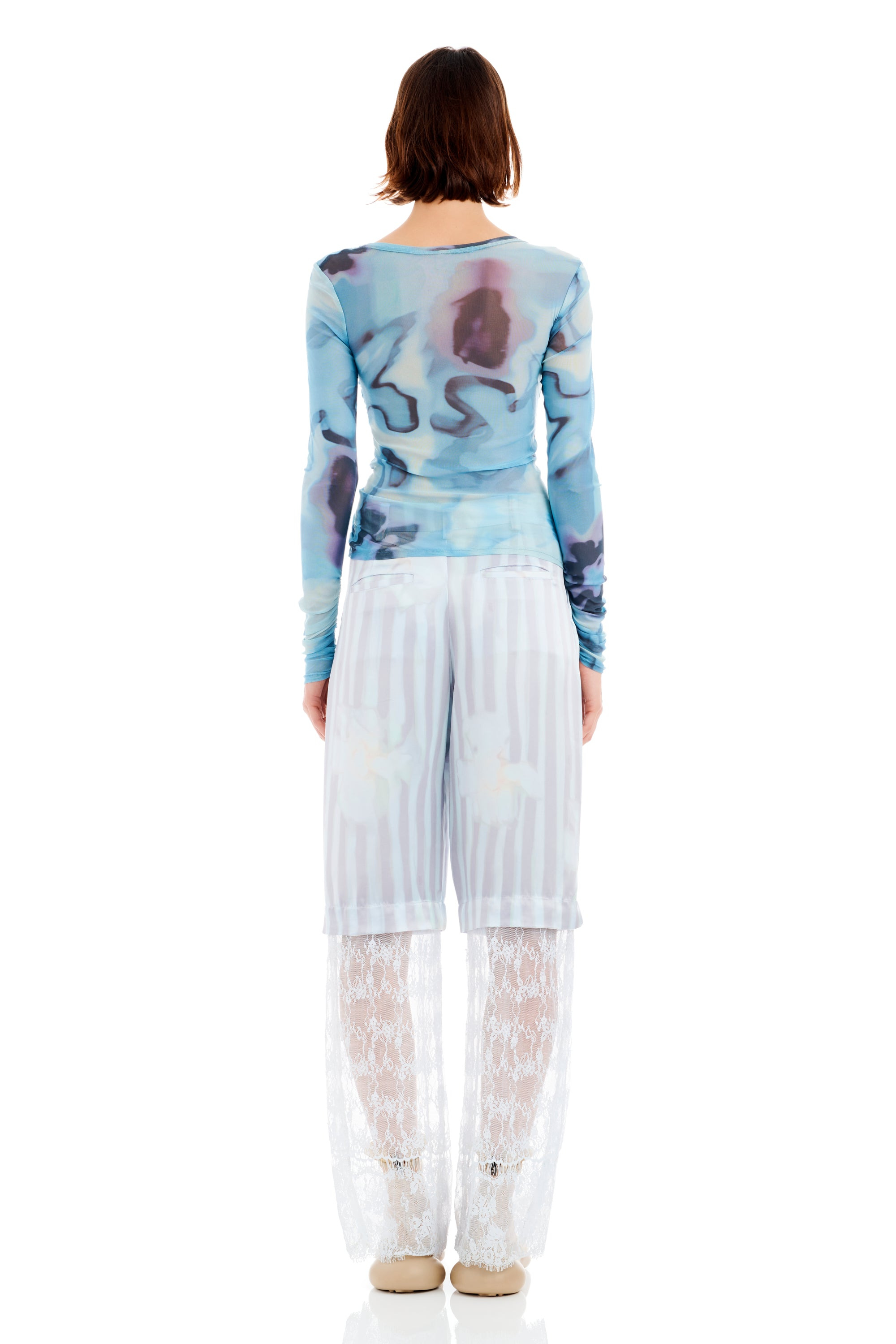 SKY WATERCOLOR FLORAL SERPENTINE L/S TOP - 5