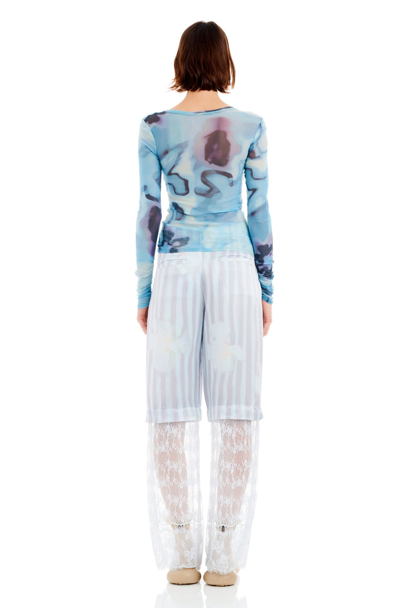 SKY WATERCOLOR FLORAL SERPENTINE L/S TOP 5