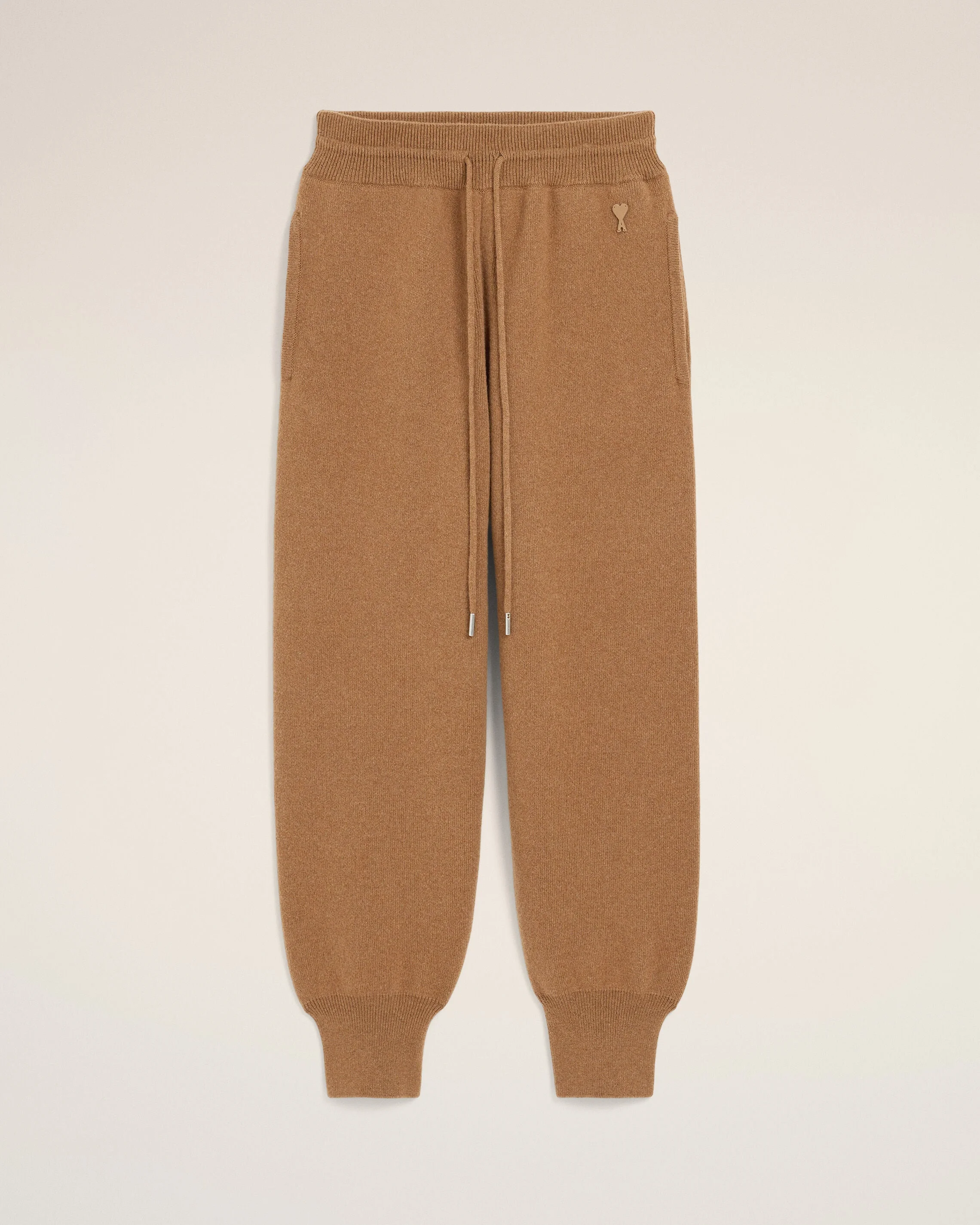 BROWN WOOL TRACK PANTS - 1