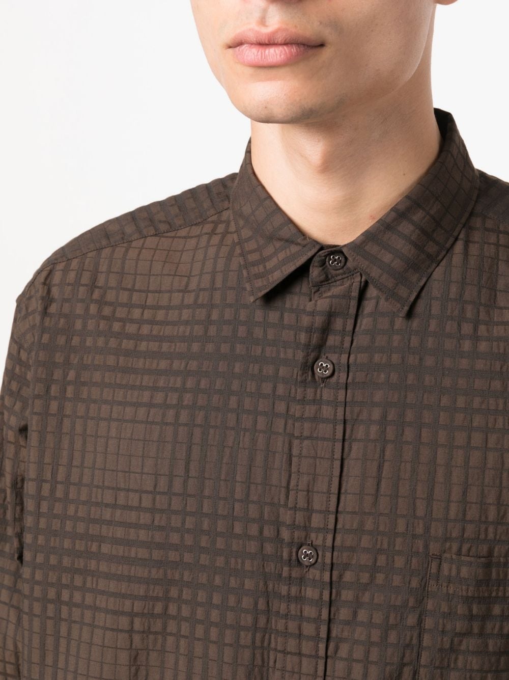 checked- jacquard long-sleeve shirt - 5