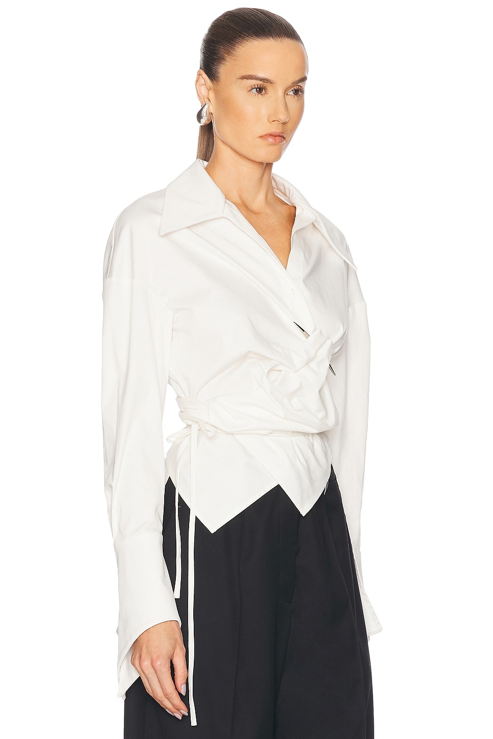 Pierced Dagger Oversized Wrap Shirt - 2