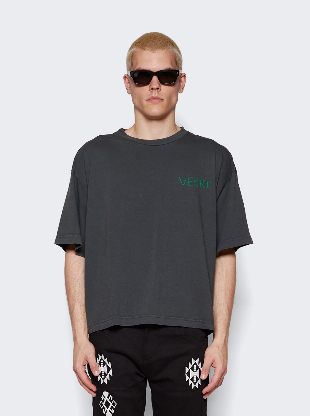 Handwritten Embroidered T-Shirt Dark Grey - 3