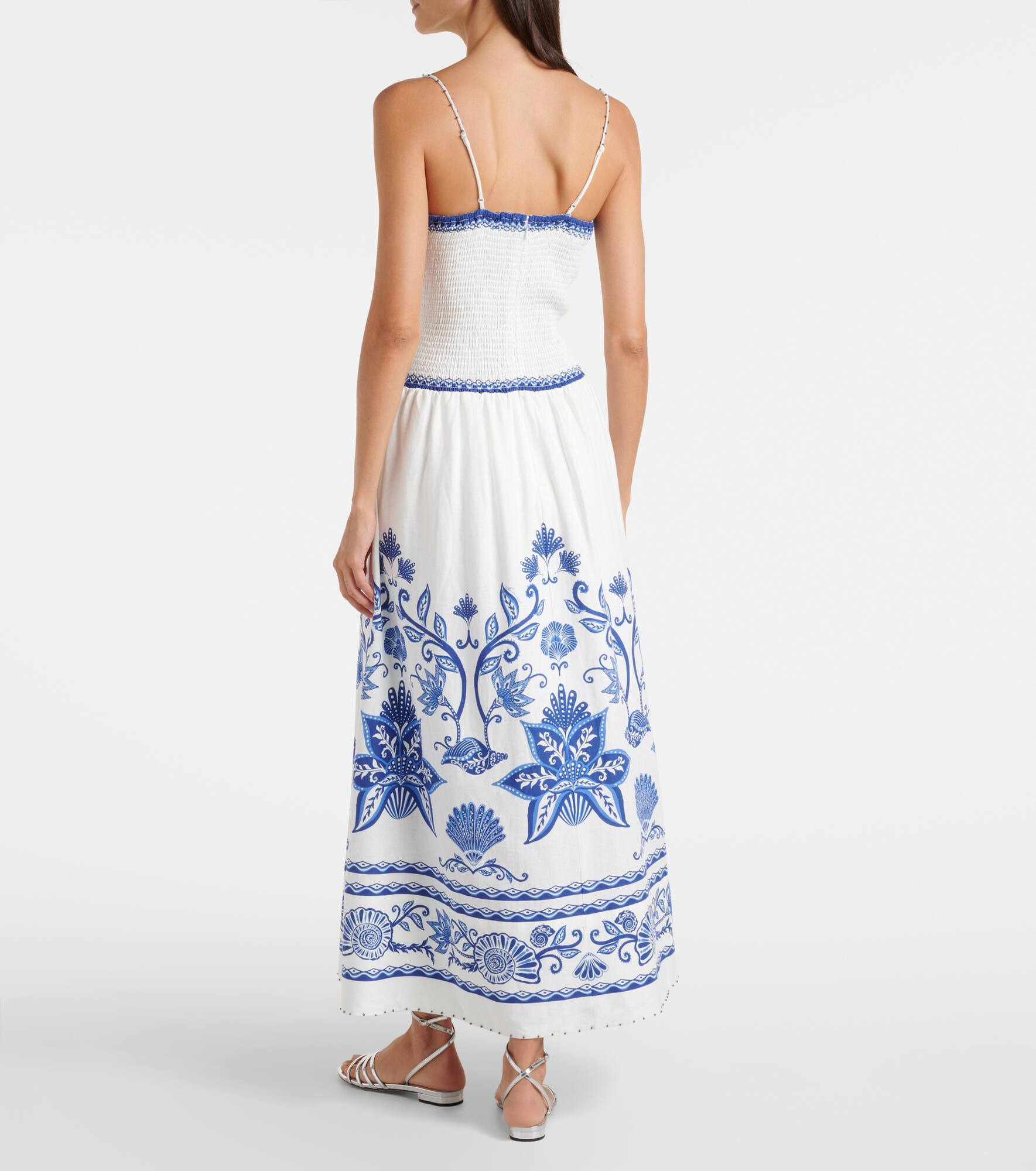 Printed linen-blend maxi dress - 3