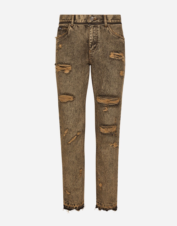 Overdyed regular fit jeans with subtle abrasions - 1