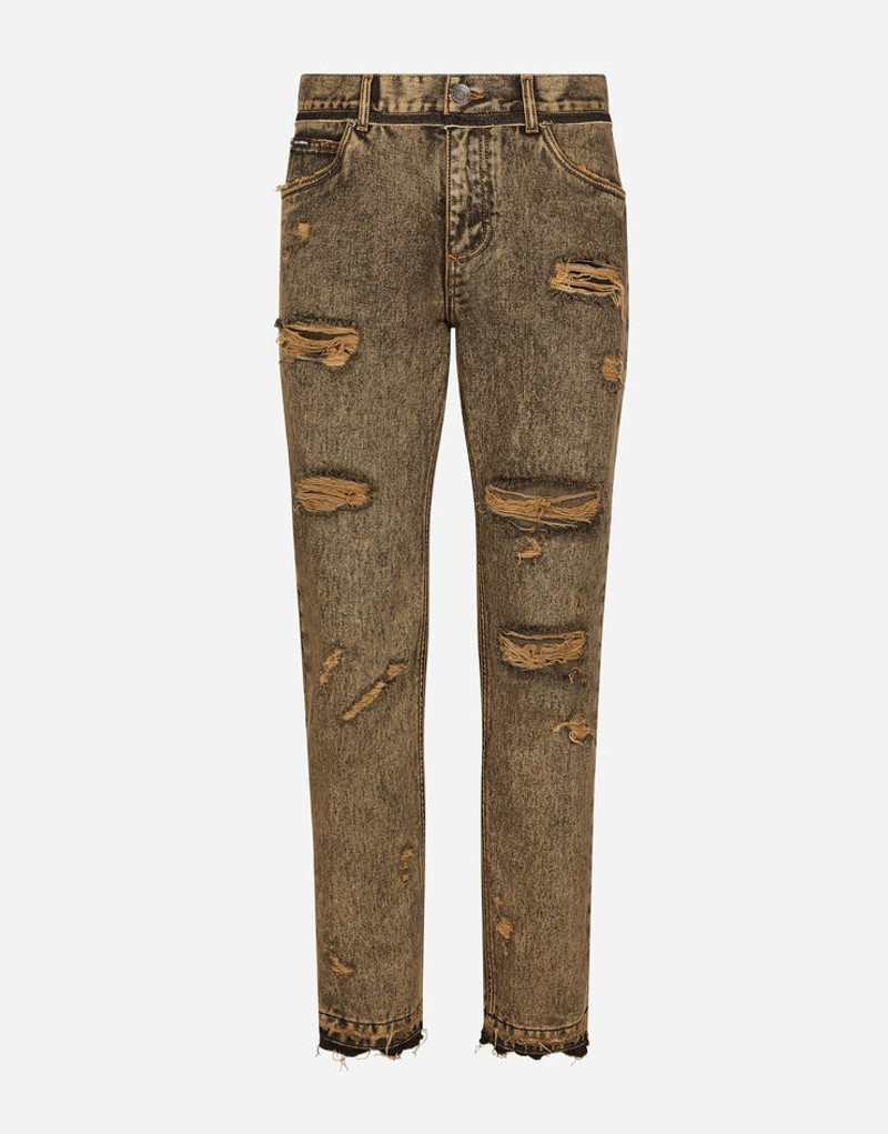 Overdyed regular fit jeans with subtle abrasions 1