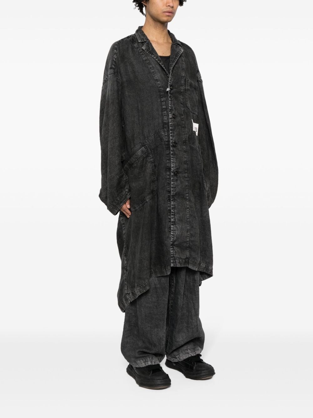 single-breasted linen coat - 3