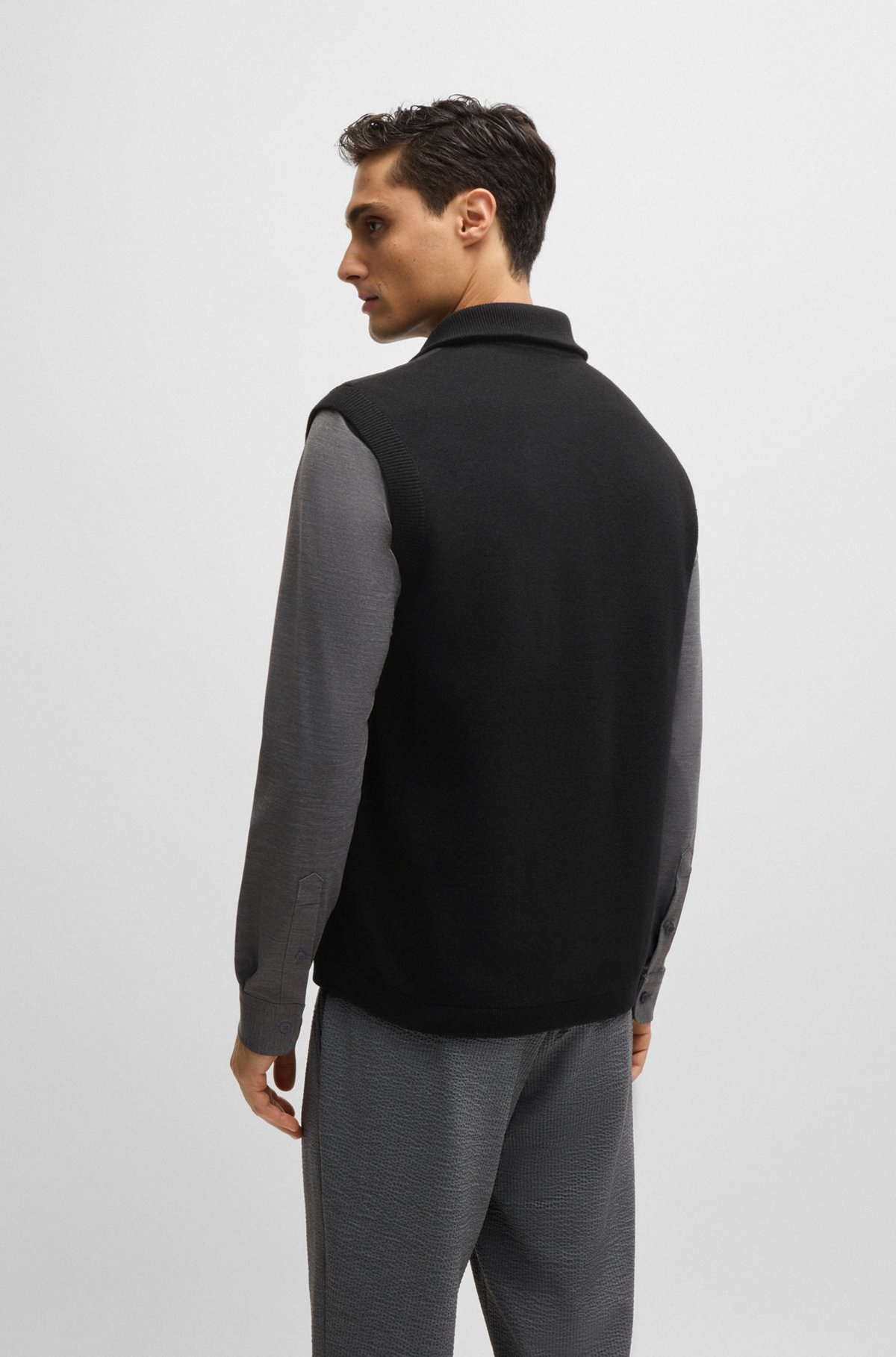PADDED MIXED-MATERIAL GILET WITH LOGO BADGE - 5