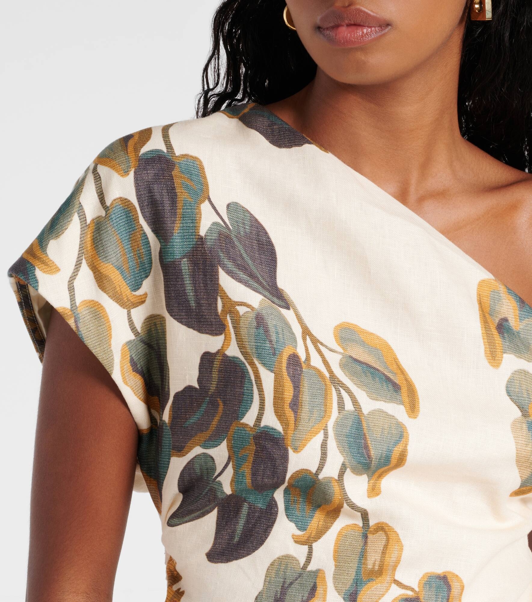 Belletto Asymmetric linen crop top - 4