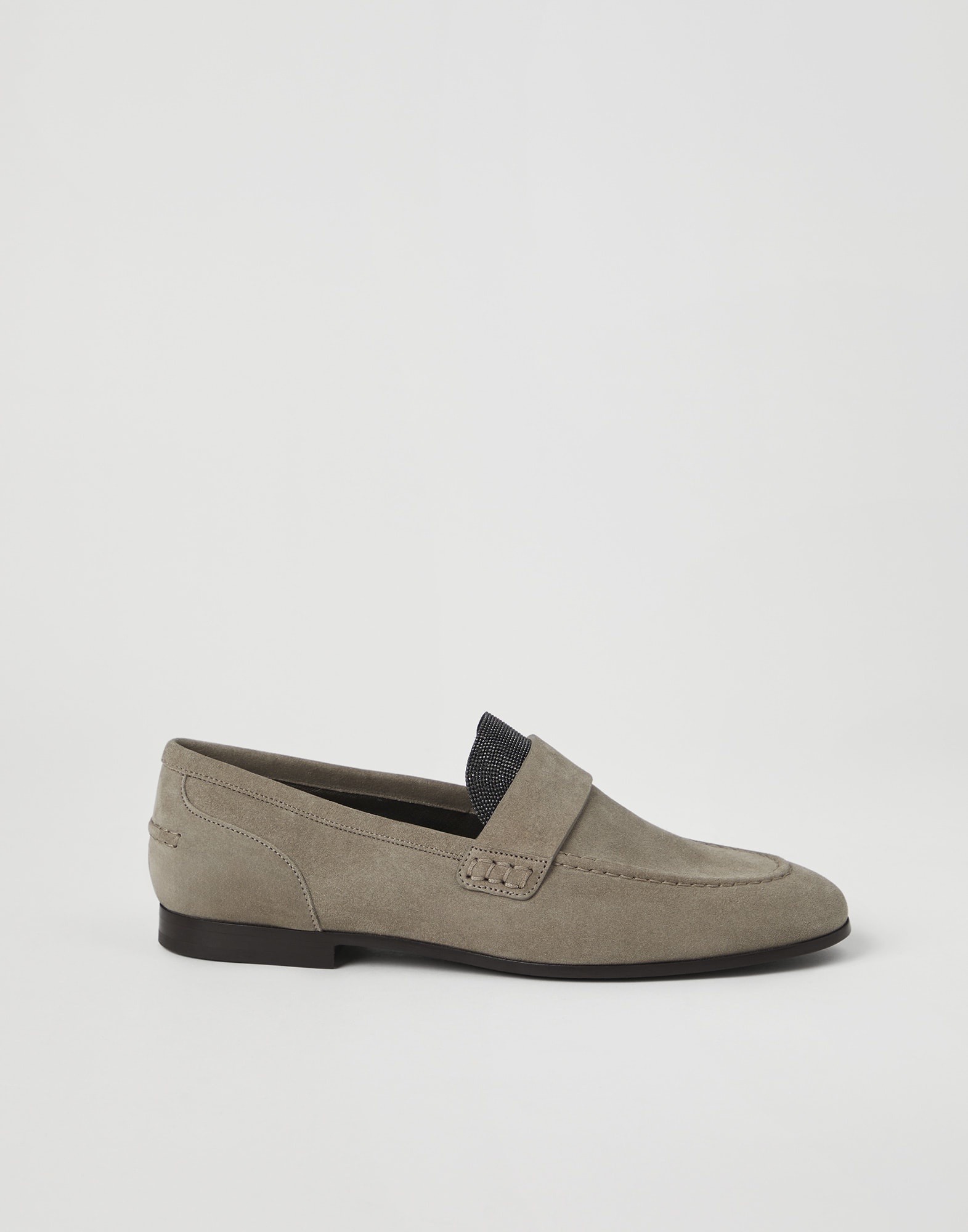 Suede penny loafers with precious insert - 5