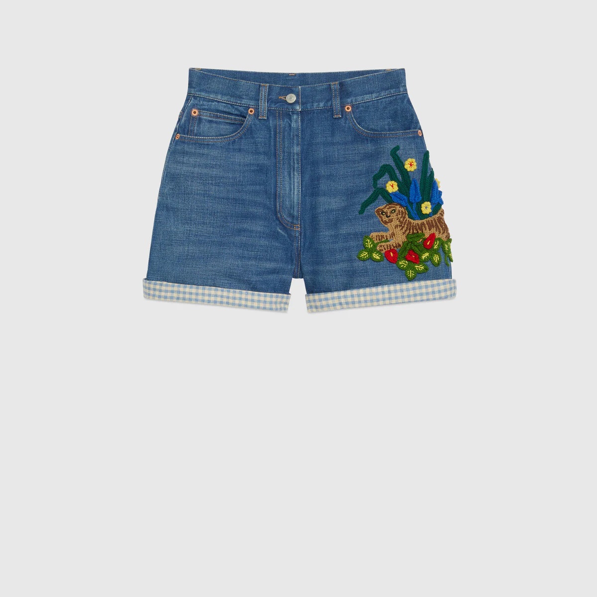 Gucci Tiger denim shorts with embroidery - 1