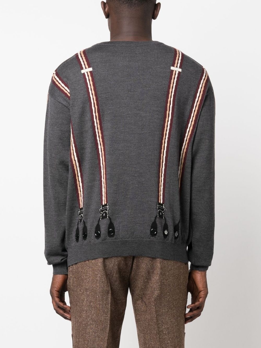 suspenders-print virgin wool jumper - 4