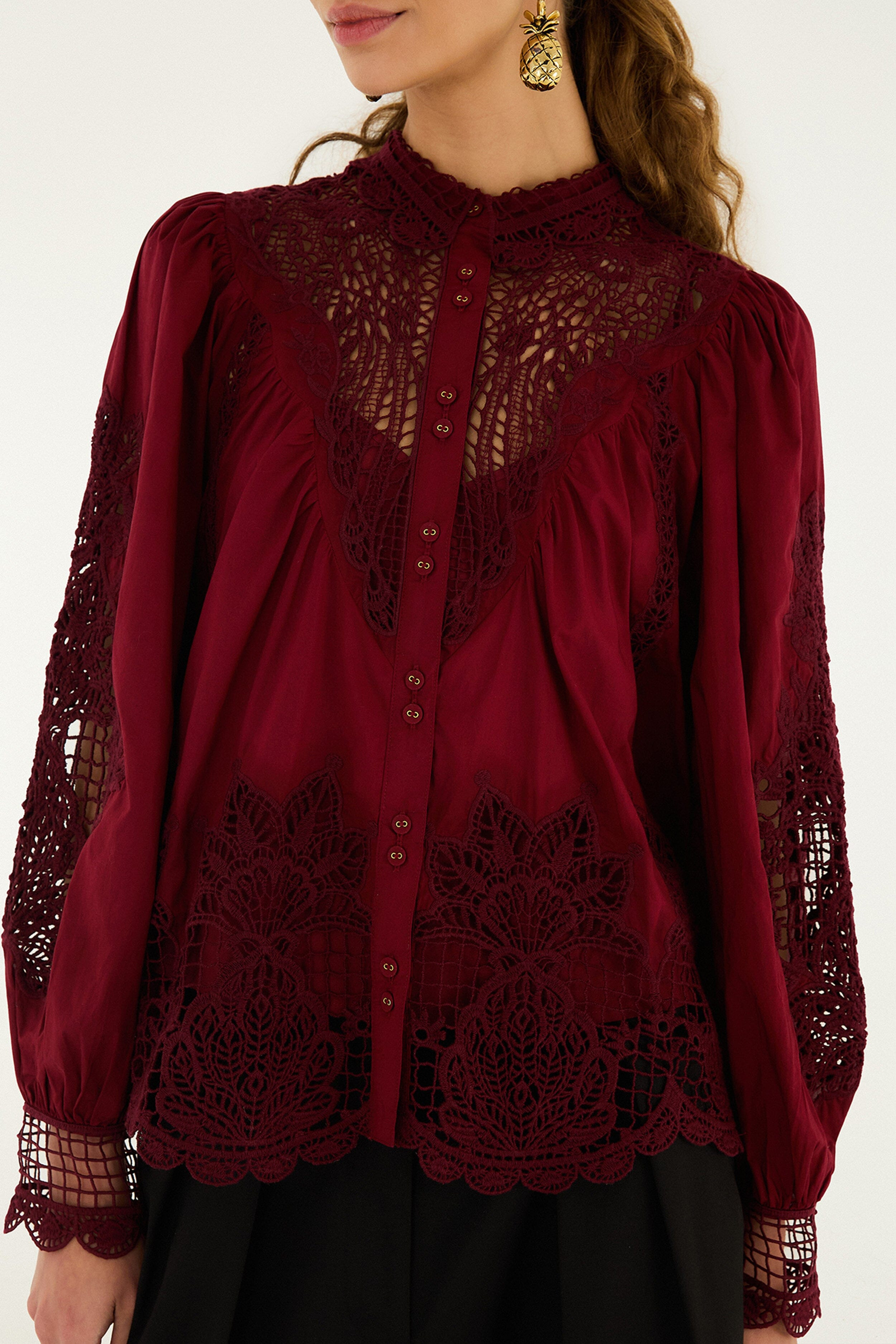 Berry Garden Guipure Organic Cotton Blouse - 2