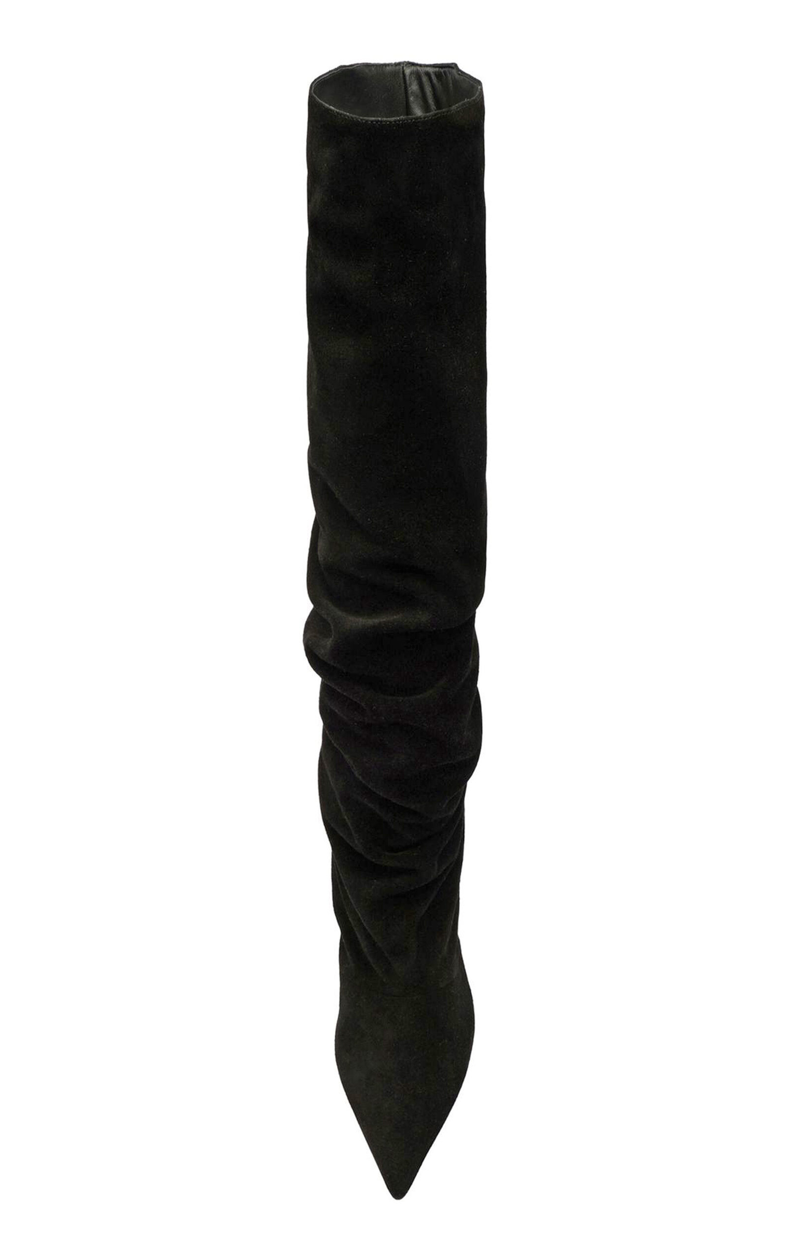Tati Scrunched Suede Knee Boots black - 3