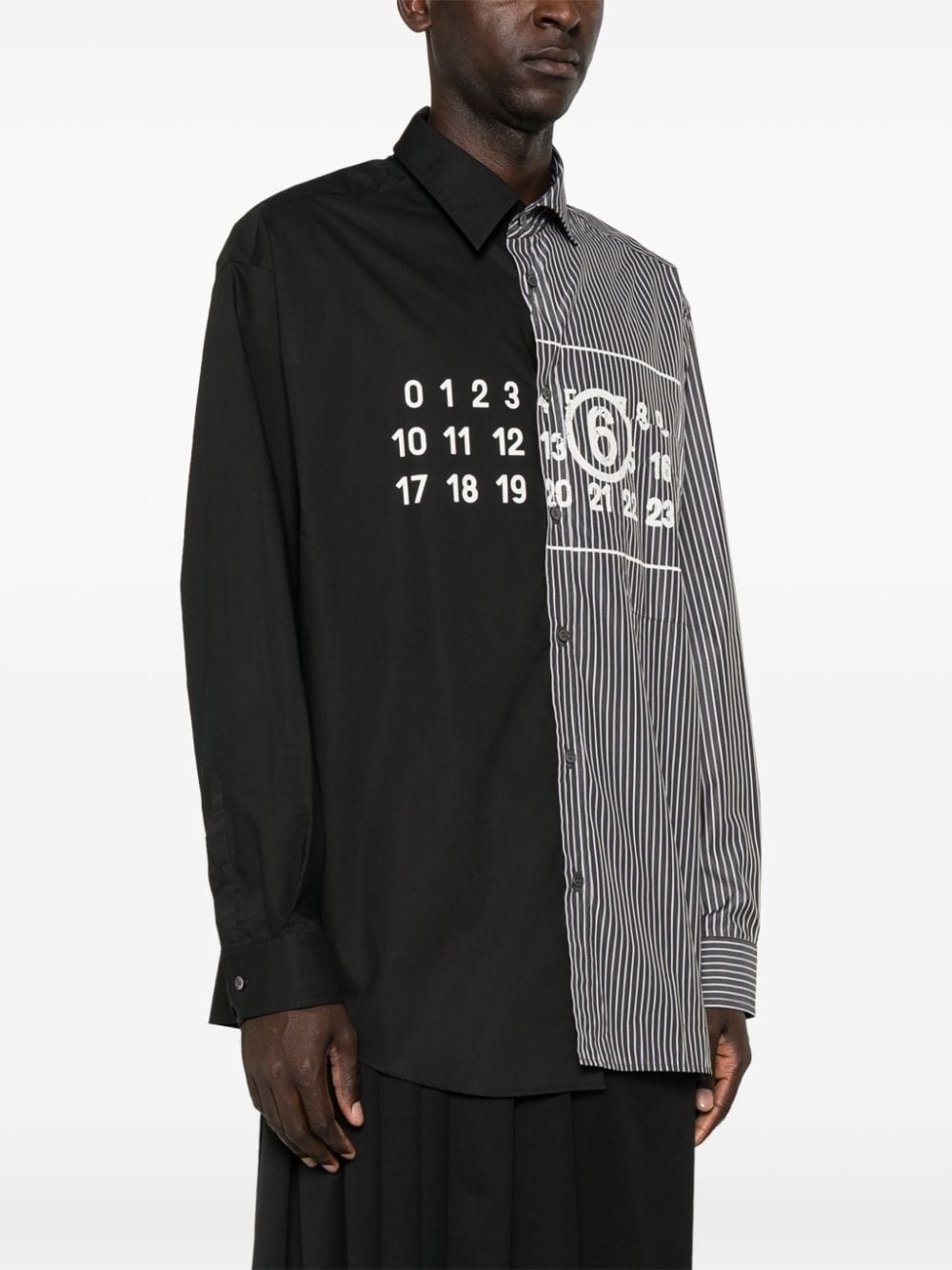 Spliced numbers-motif cotton shirt - 3