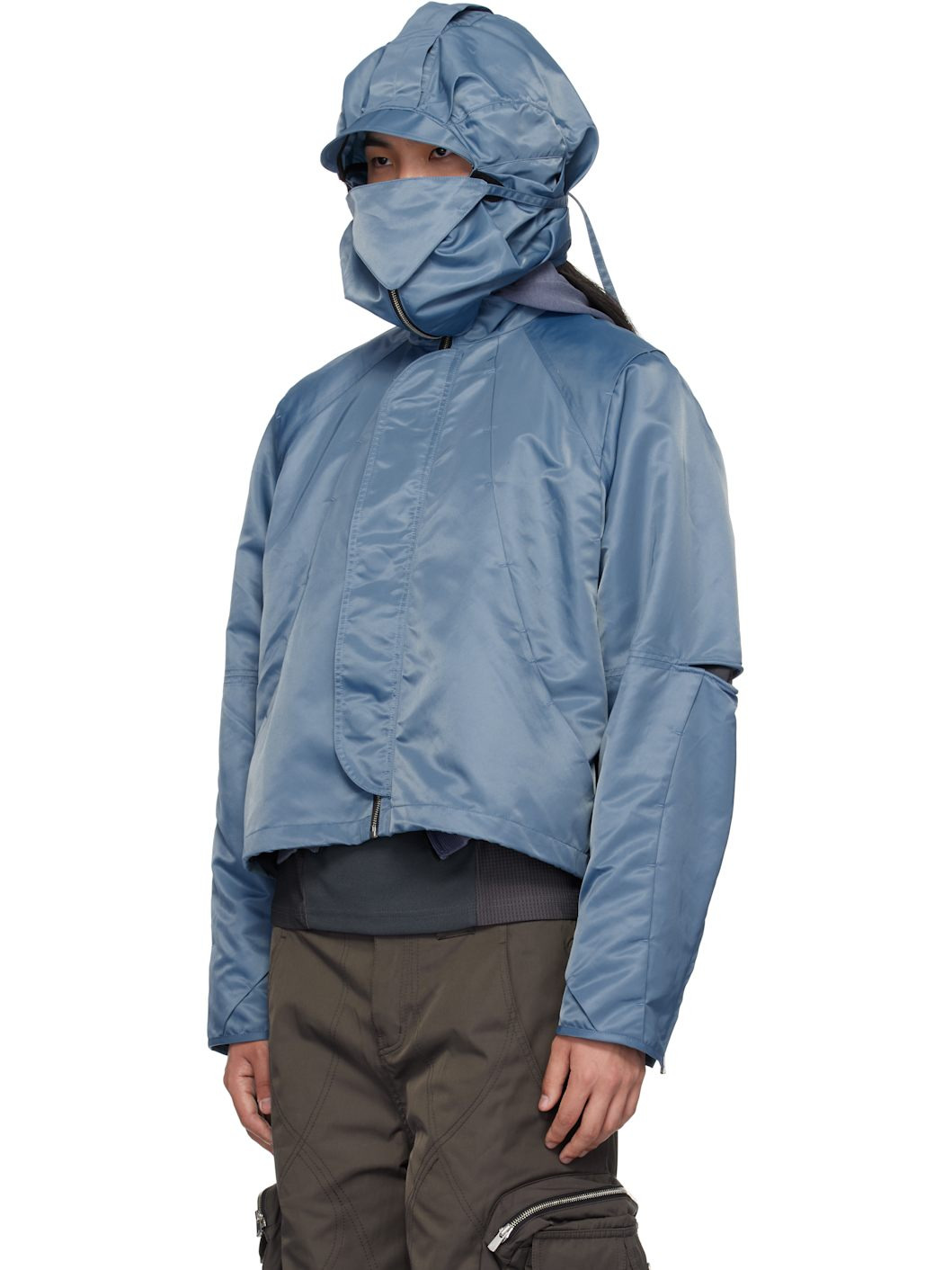 Blue Hooded Parachute Jacket - 4