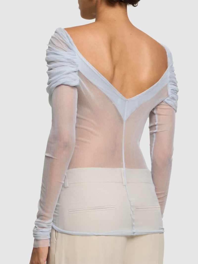 Draped tulle silk top - 3