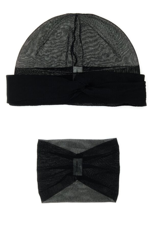 ヘアアクセサリー SAINT LAURENT BLACK VISCOSE HAT, HEADBAND AND CHOKER SET SAINT LAURENT Saint Laurent Women Black Viscose Hat