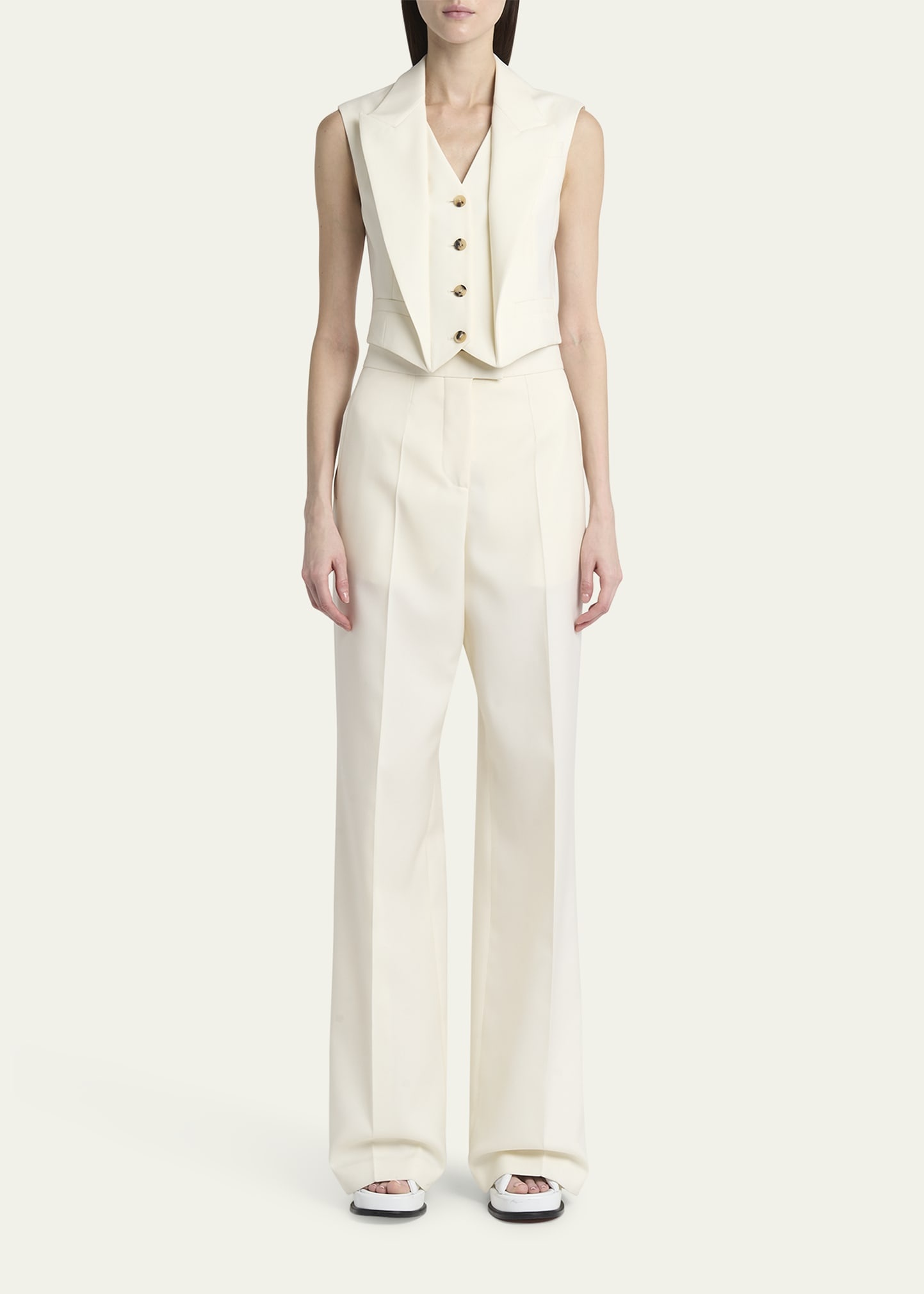 Upturned Lapel Crop Vest - 2