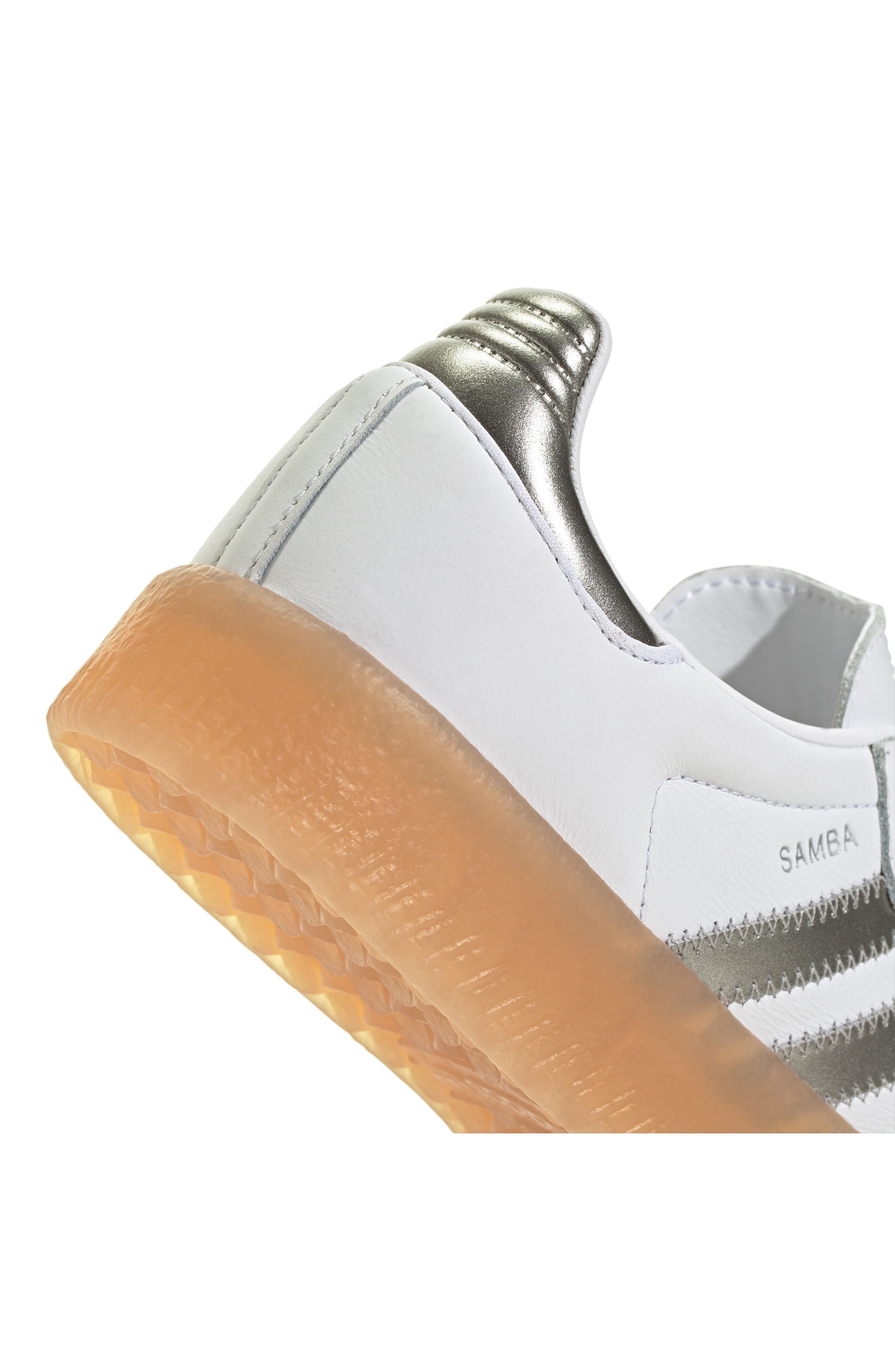 adidas Sambae Sneaker in White/Silver Metallic/Gum at Nordstrom - 9