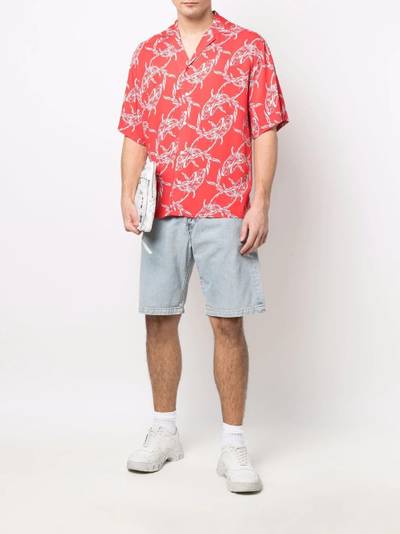 MSGM shark chain-print bowling shirt outlook