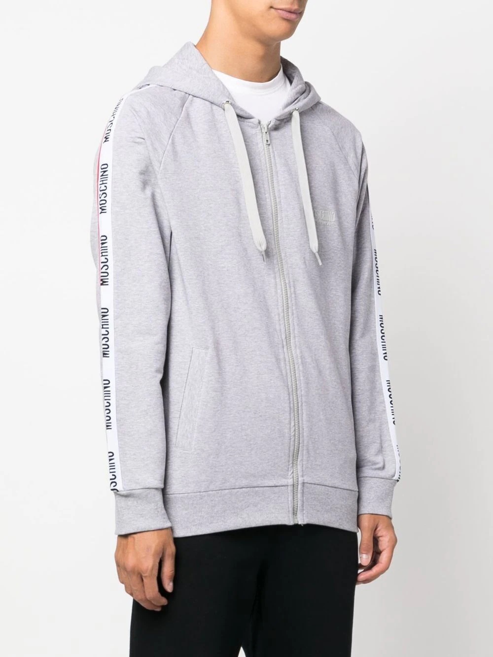 logo-tape zipped hoodie - 3