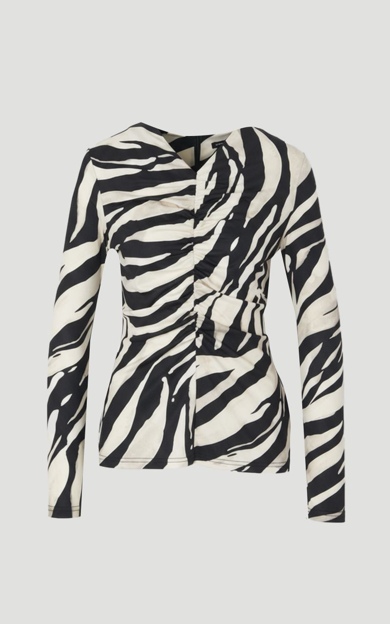 Zebra Print Crepe High Neck Top 4
