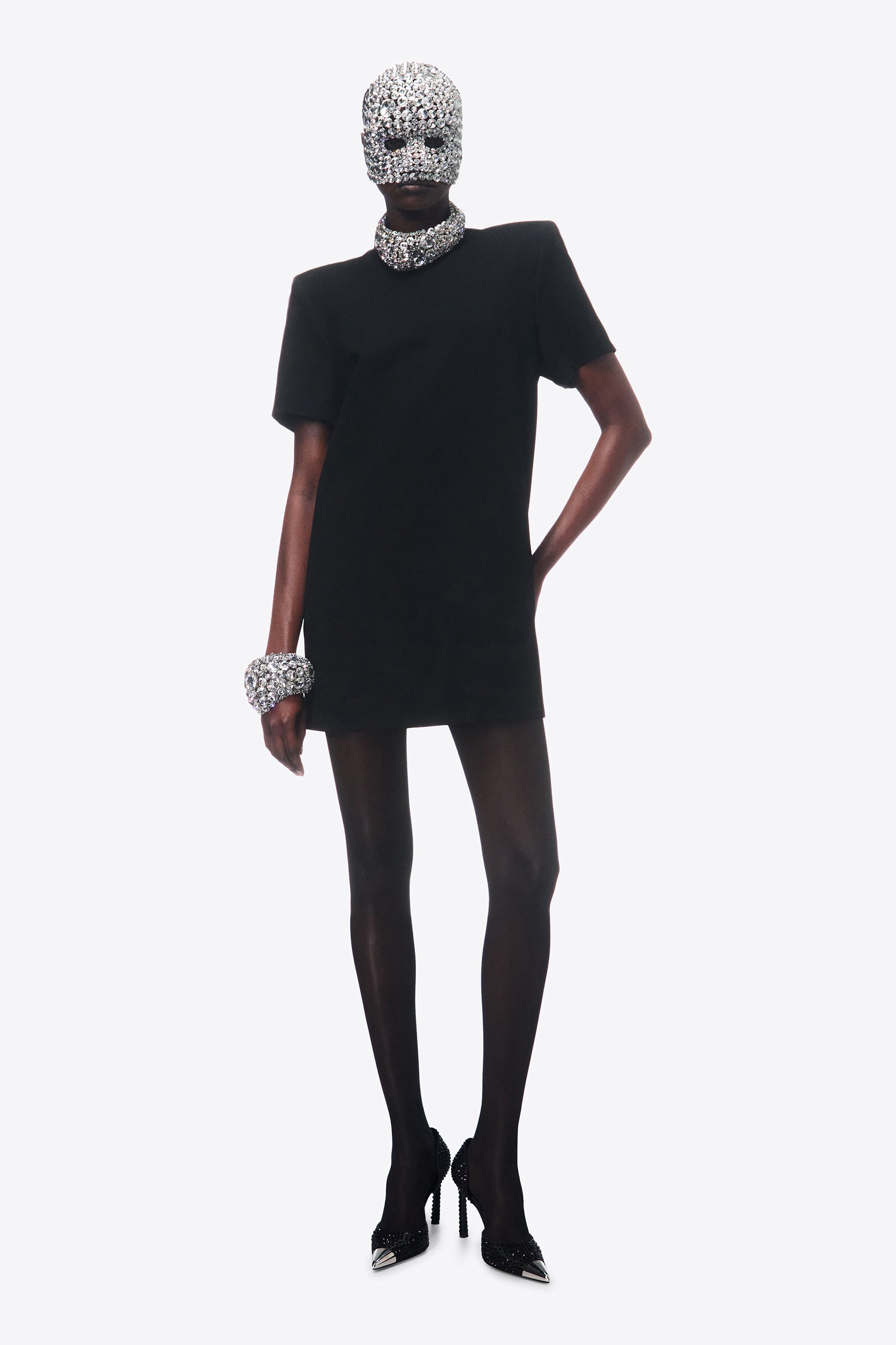 CRYSTAL EMBELLISHED SLIT T-SHIRT DRESS - 3