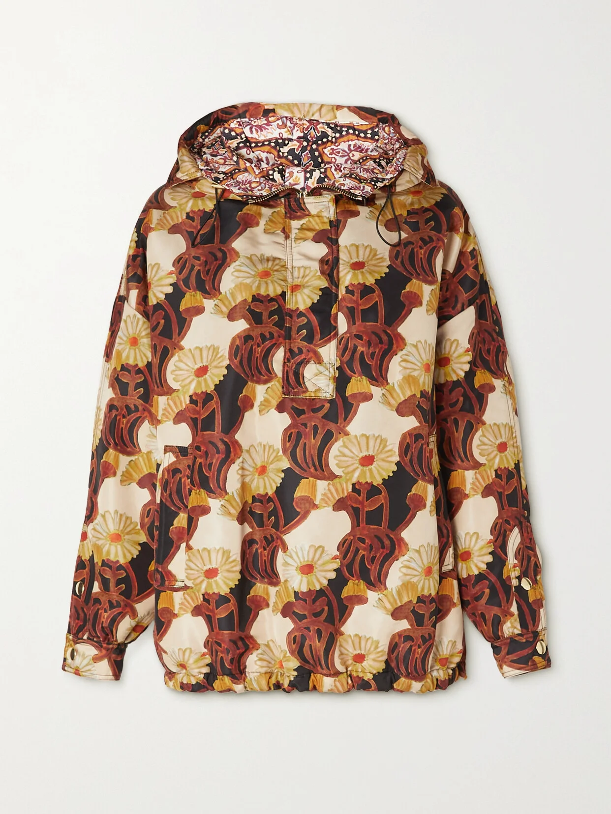Padded Floral-print Shell Hooded Jacket - 1