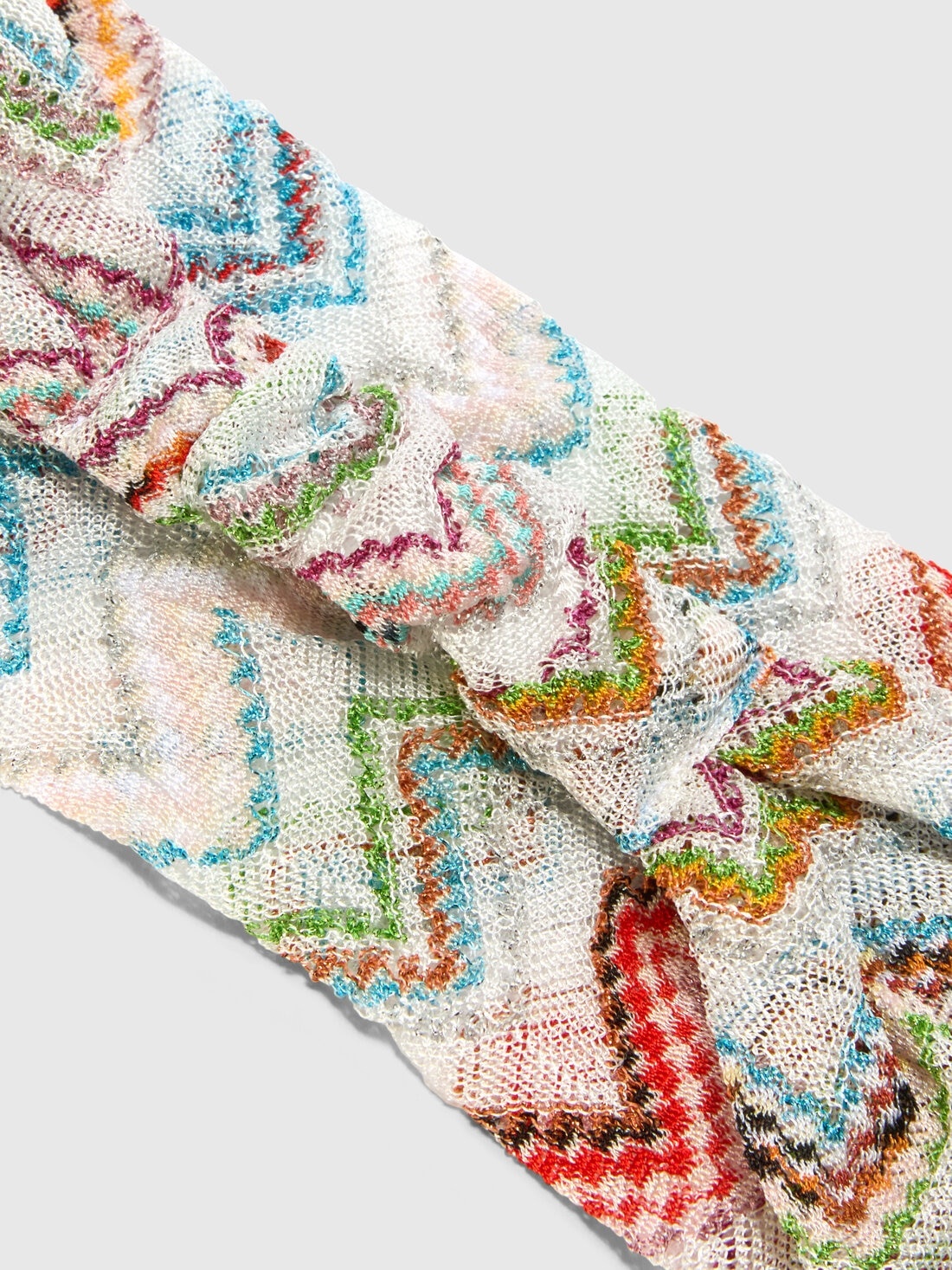 Lamé and Viscose Hairband with Knitted Effect and Zigzag Pattern - 2