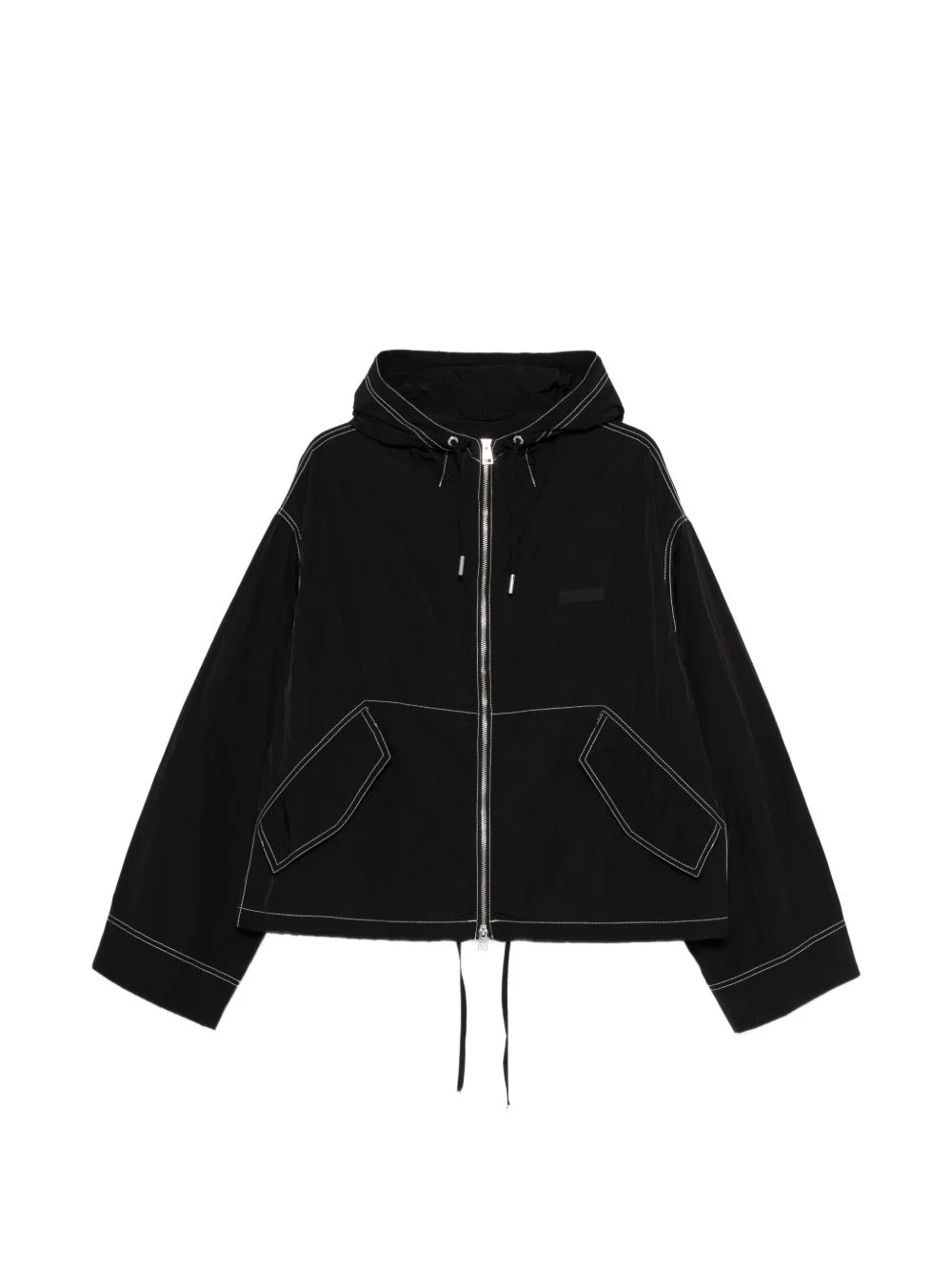 contrast-stitching hooded jacket - 1