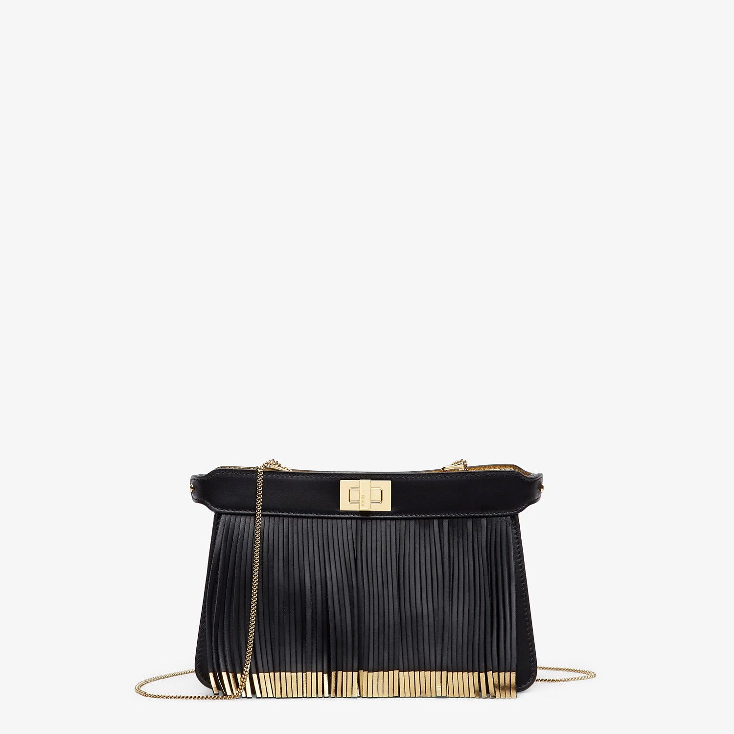 Black leather bag with fringes - 1