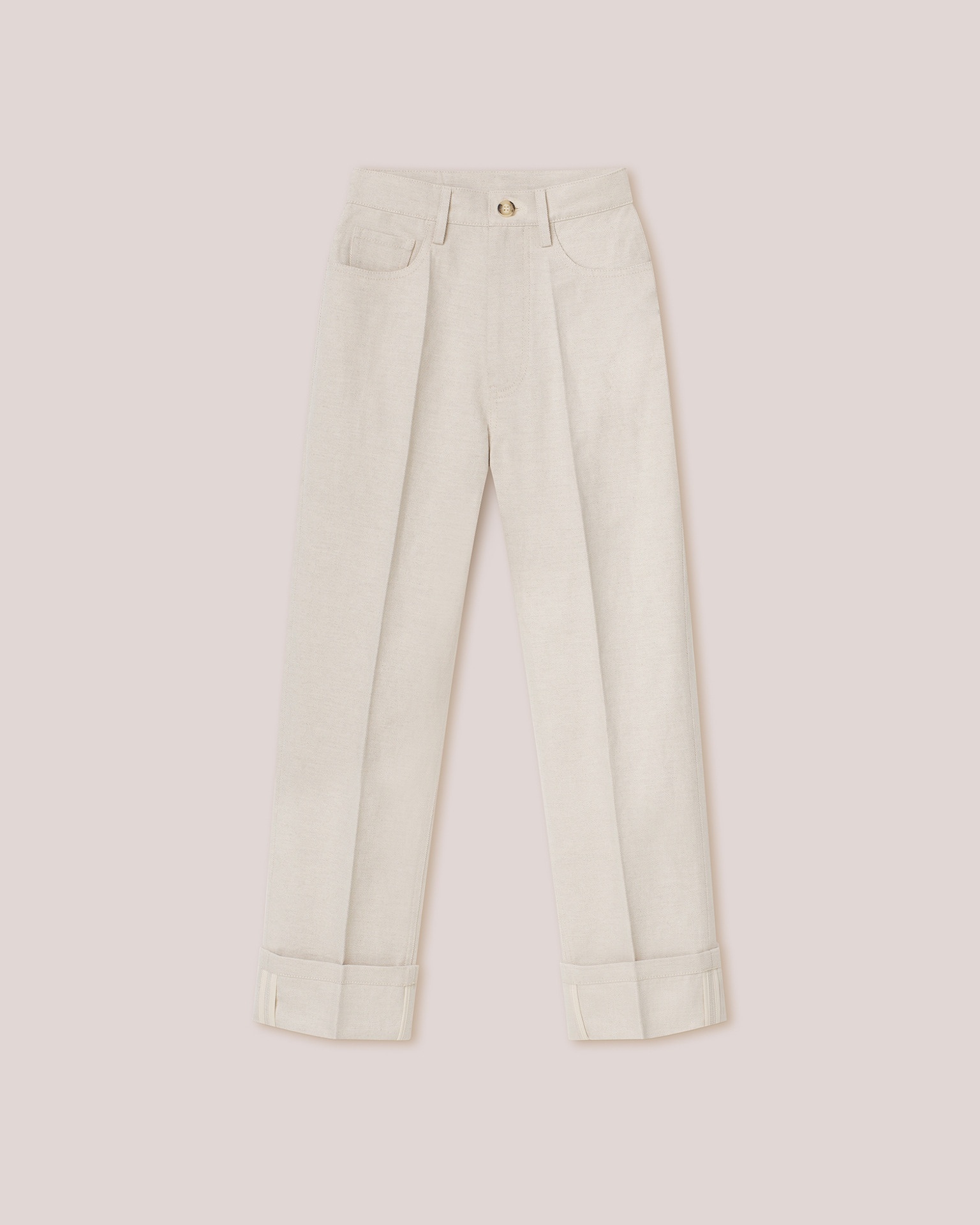 LOUA - Cotton-linen twill straight-leg pants - Natural - 5