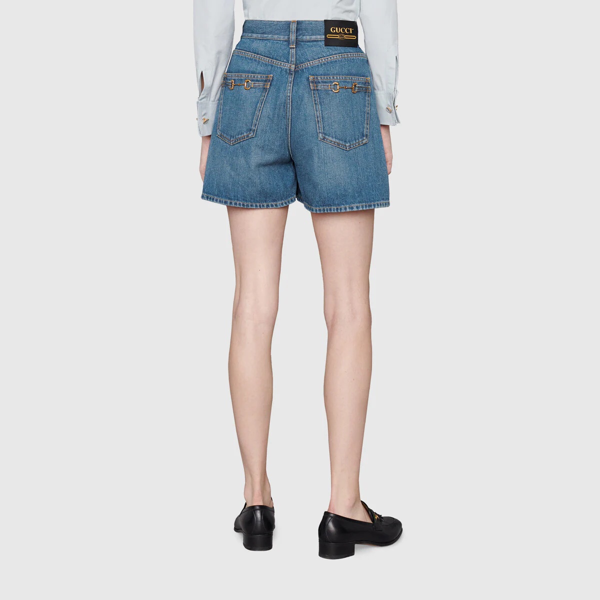 Denim shorts with Horsebit details - 5