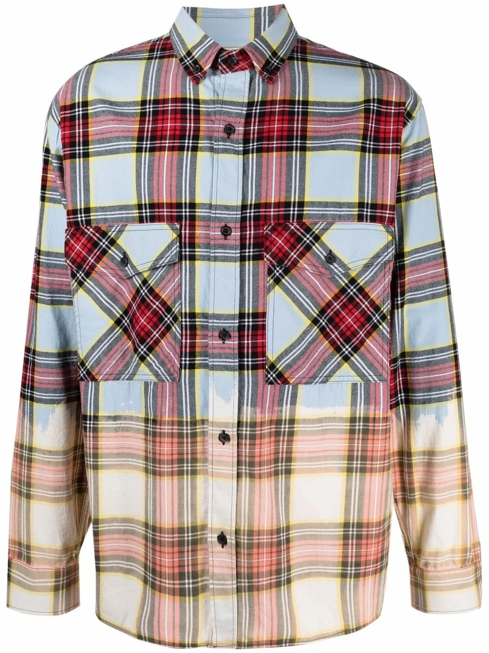 dyed-effect check shirt - 1