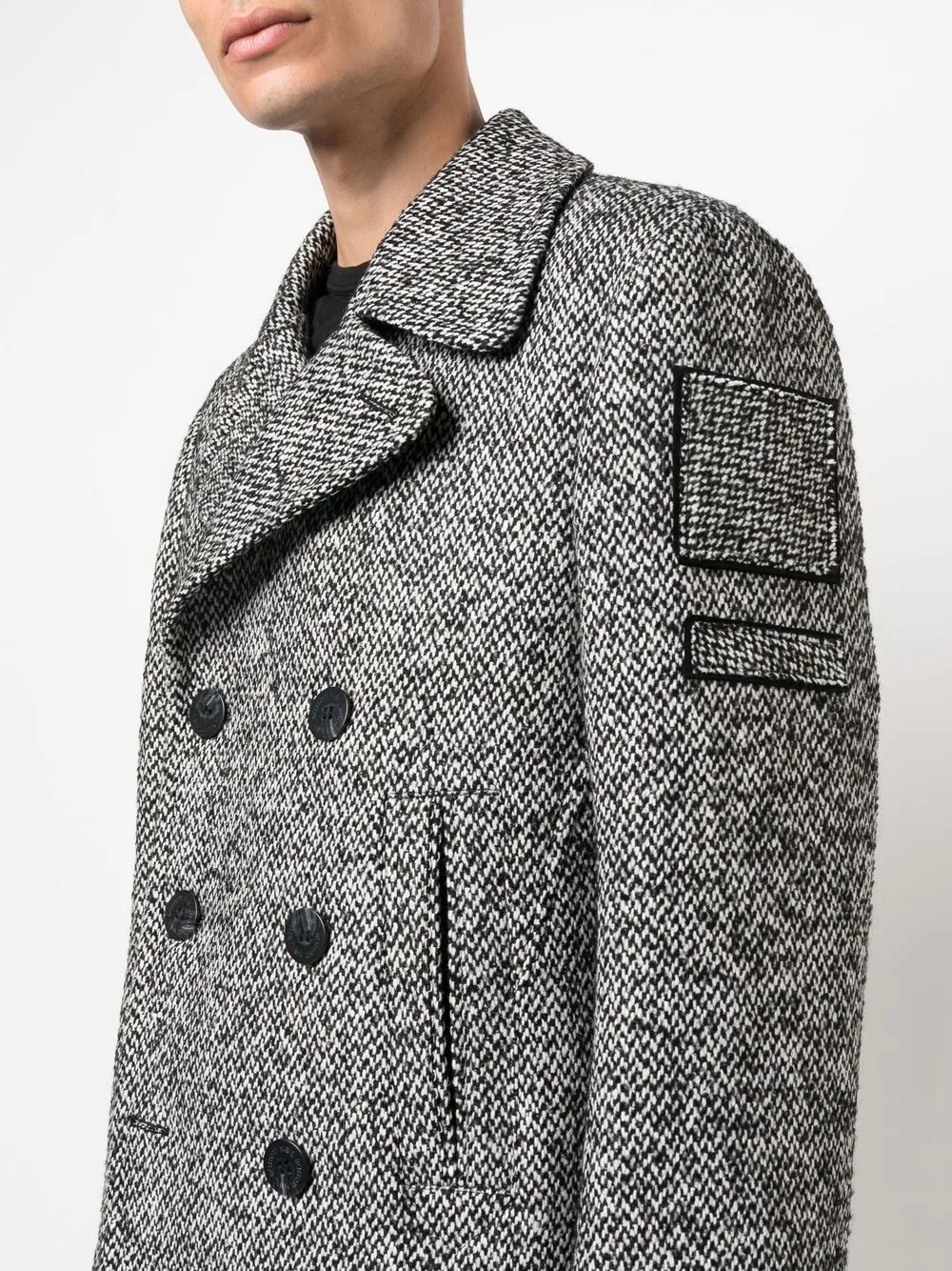 double-breasted tweed coat - 5