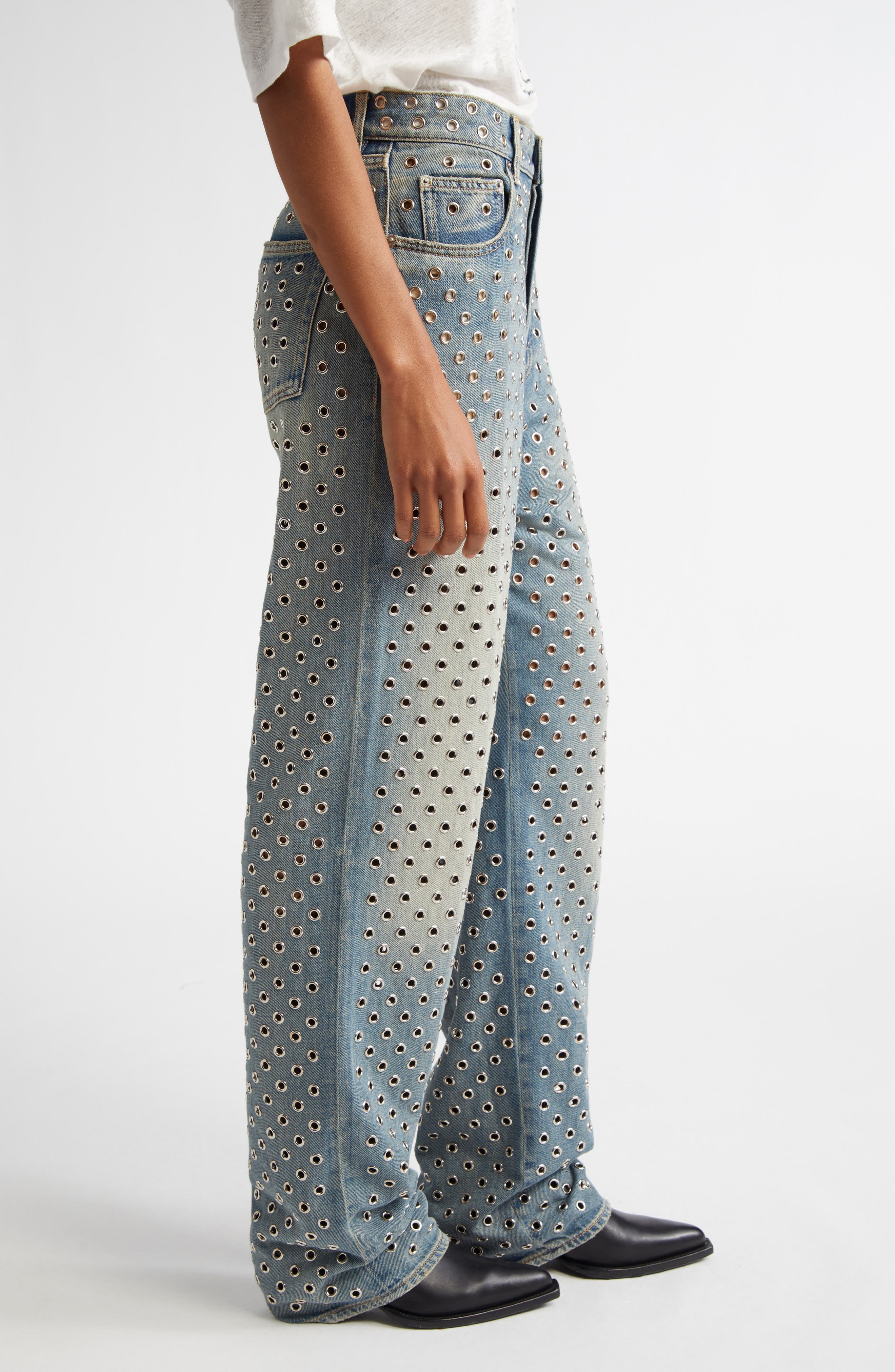 Golden Goose Allover Eyelet Jeans in Blue at Nordstrom - 4