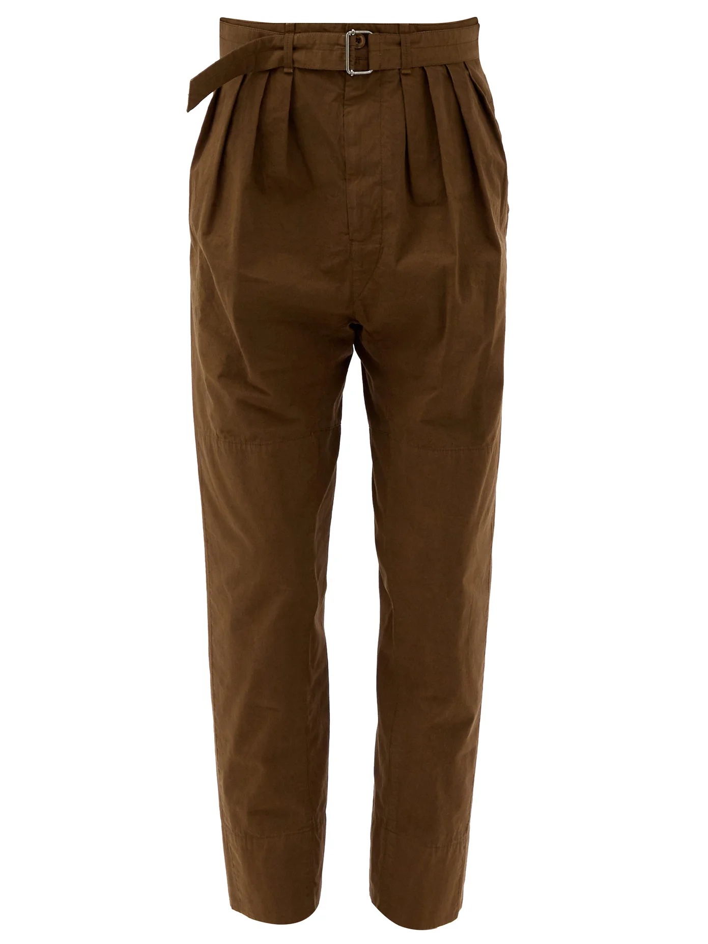 Belted high-rise cotton-shell trousers - 1